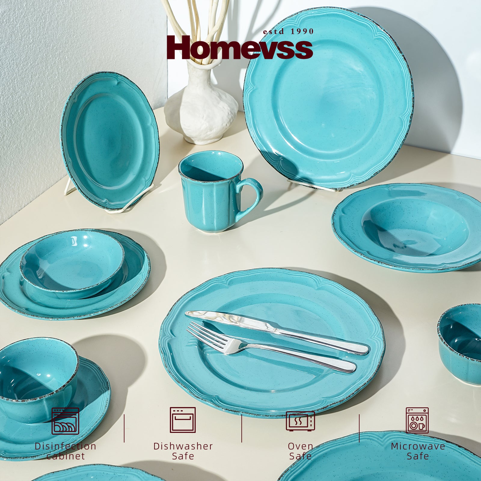 French Countryside Stoneware Dinnerware Set,HW