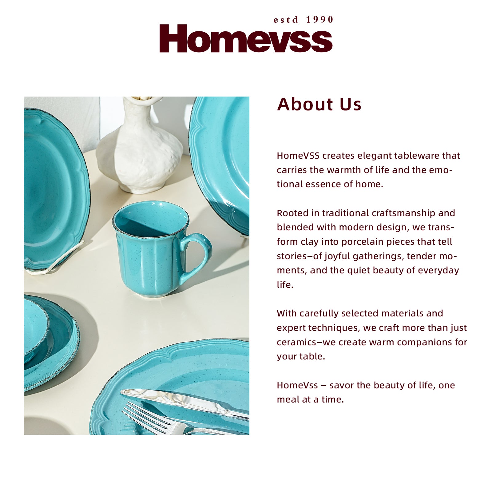 Geschirrset „Französische Landschaft“ aus gesprenkeltem Steinzeug