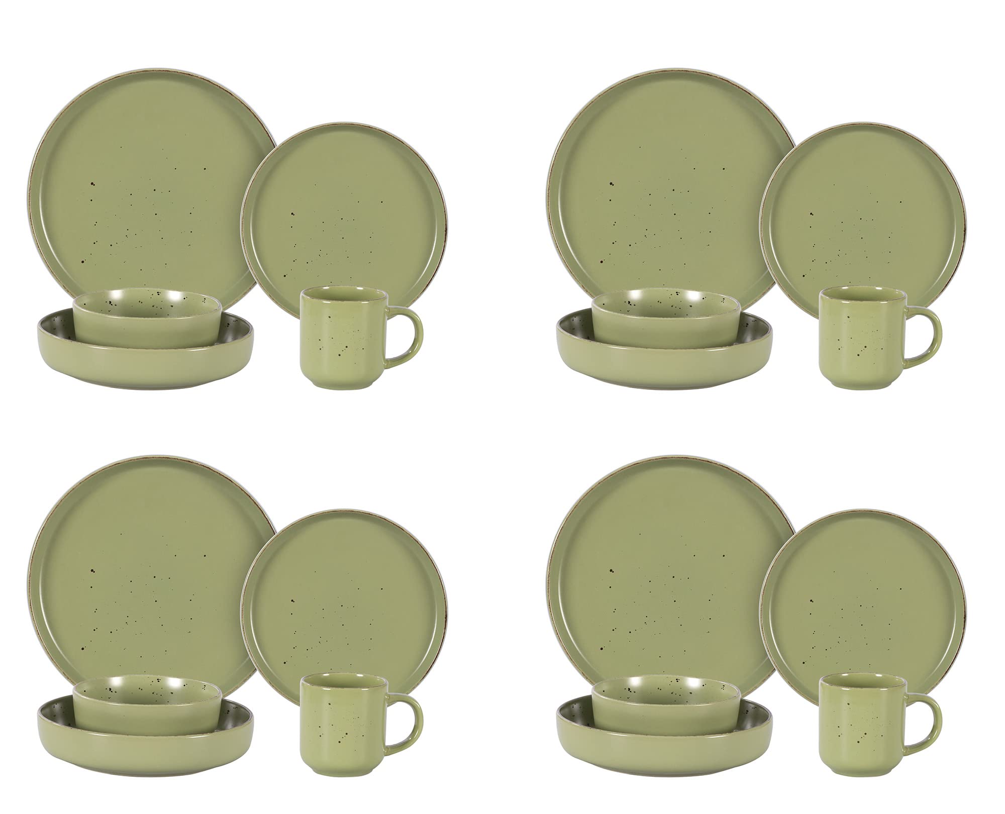 Nordic Rising-Rim Speckled Stoneware Dinnerware Set