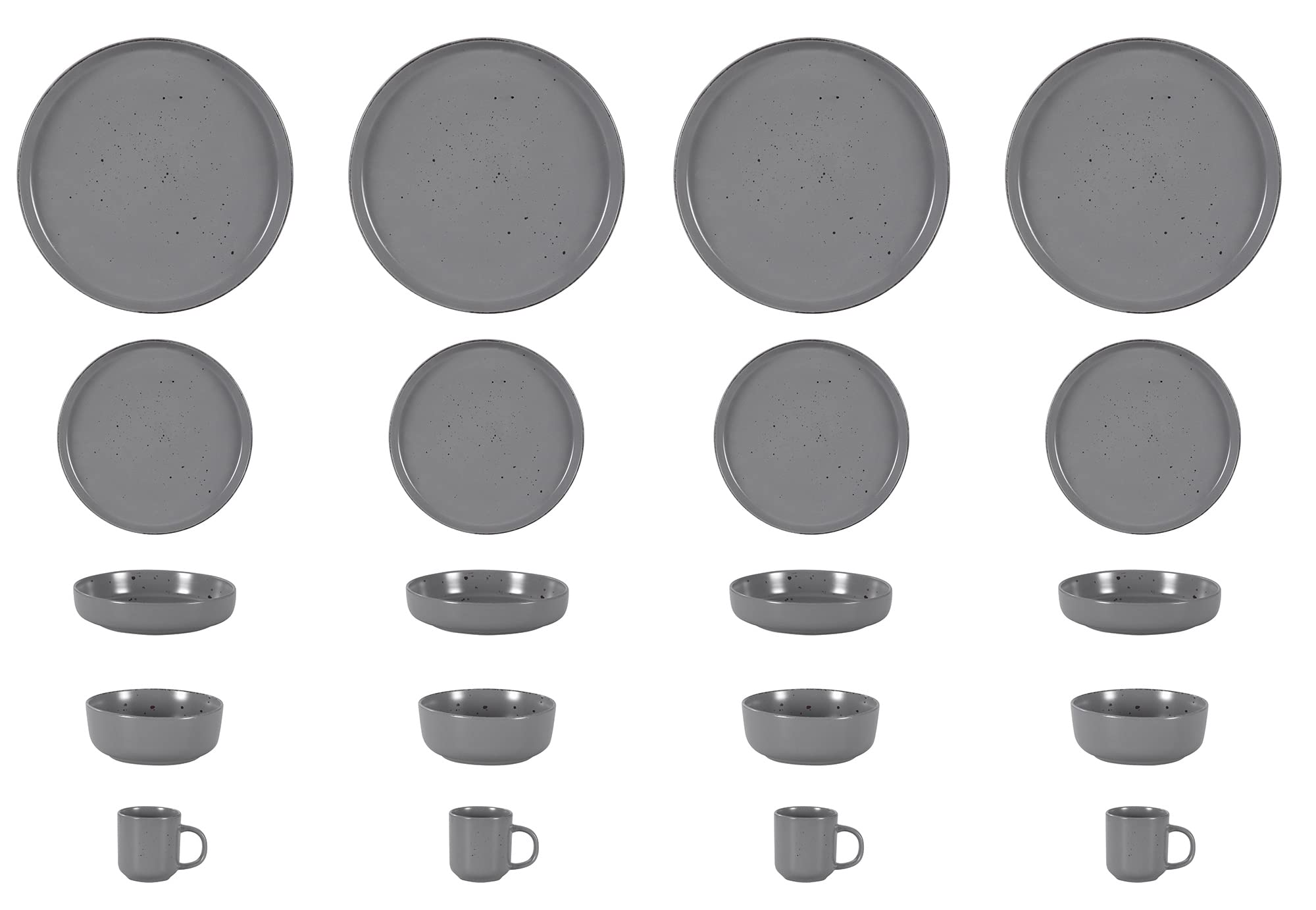 Nordic Rising-Rim Speckled Stoneware Dinnerware Set