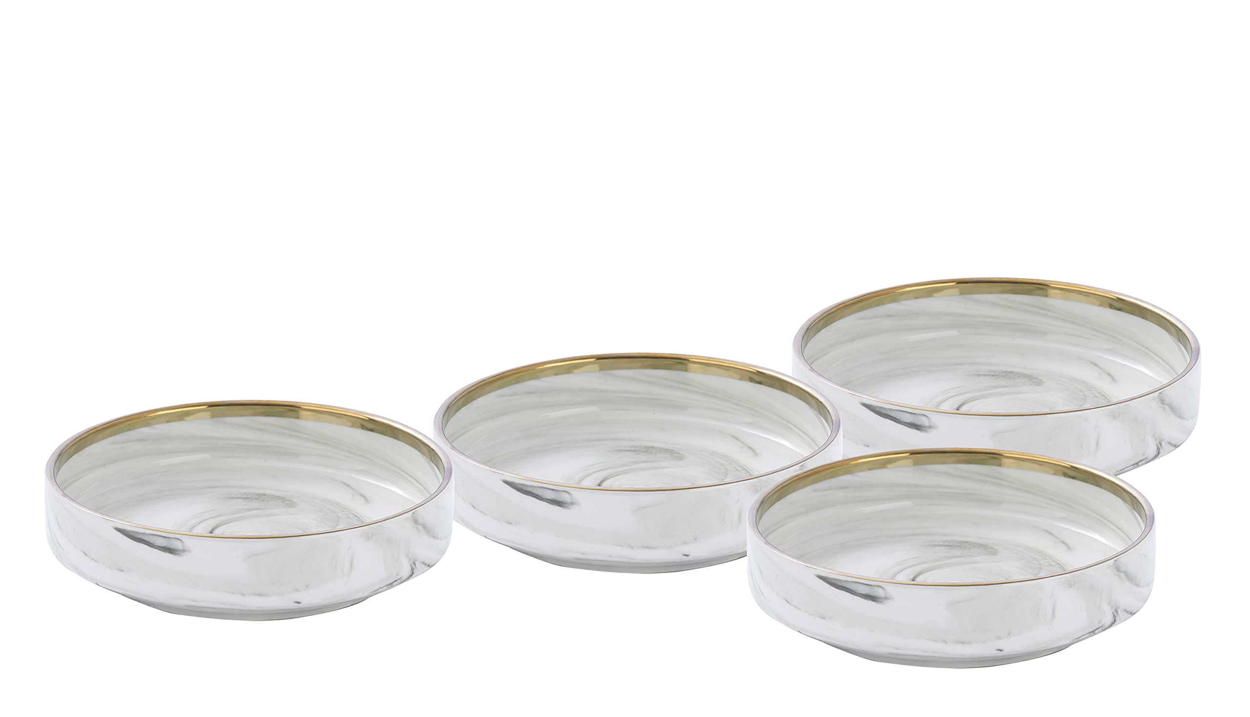 Artisan Marbled Fine China Dinnerware Set,Gold-Rim