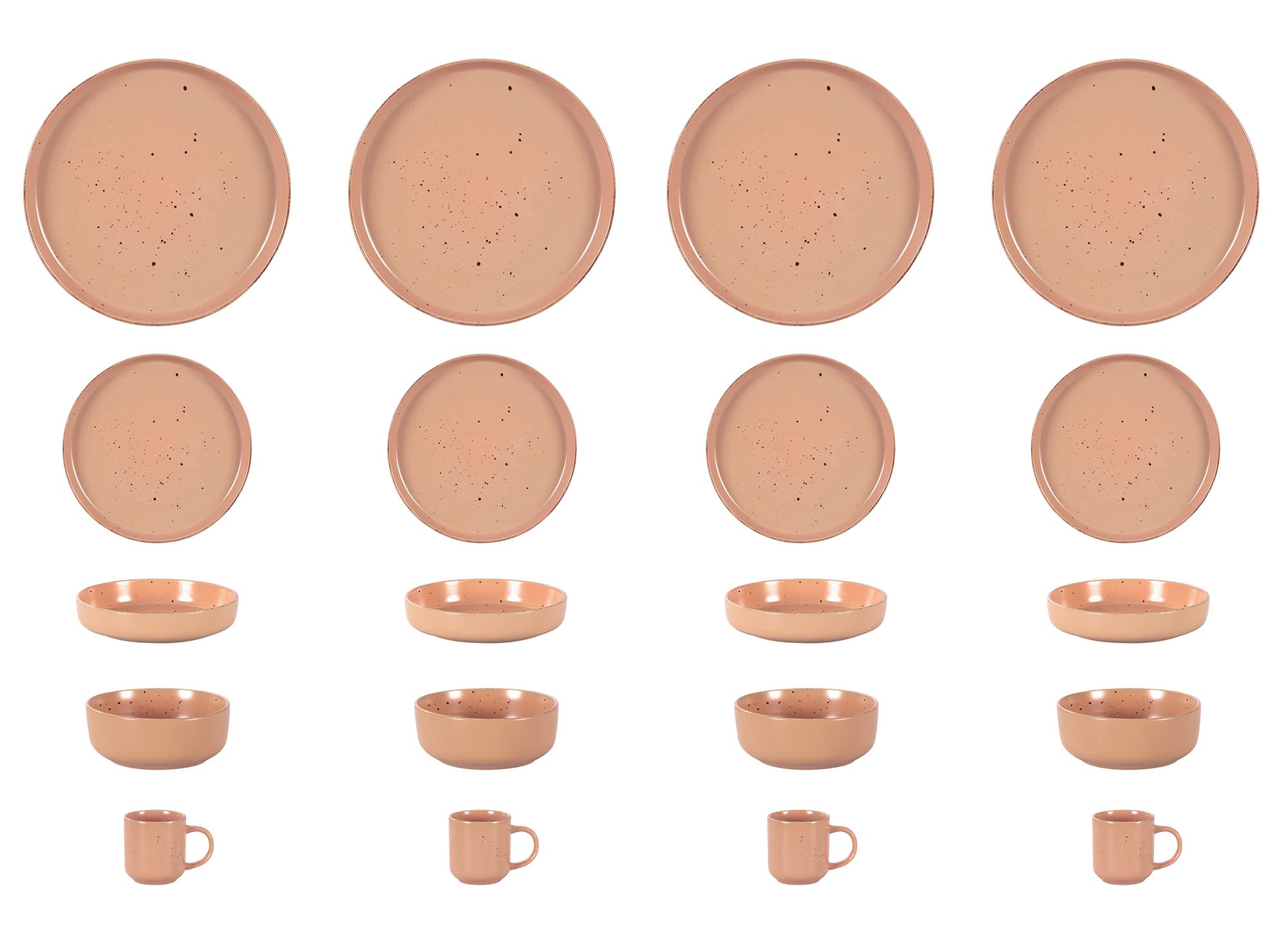 Nordic Rising-Rim Speckled Stoneware Dinnerware Set
