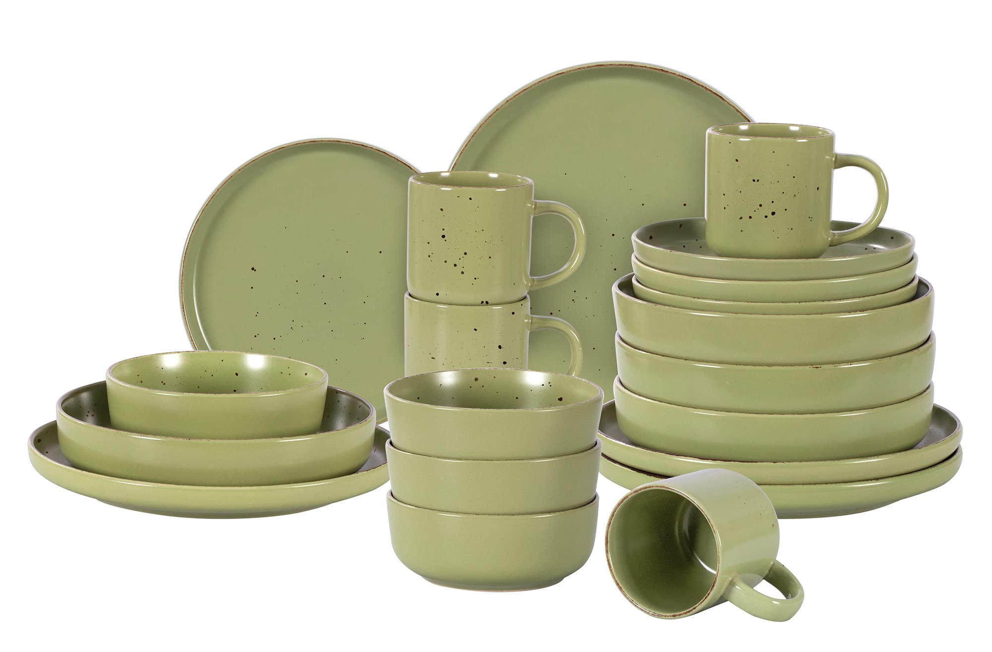 Nordic Rising-Rim Speckled Stoneware Dinnerware Set