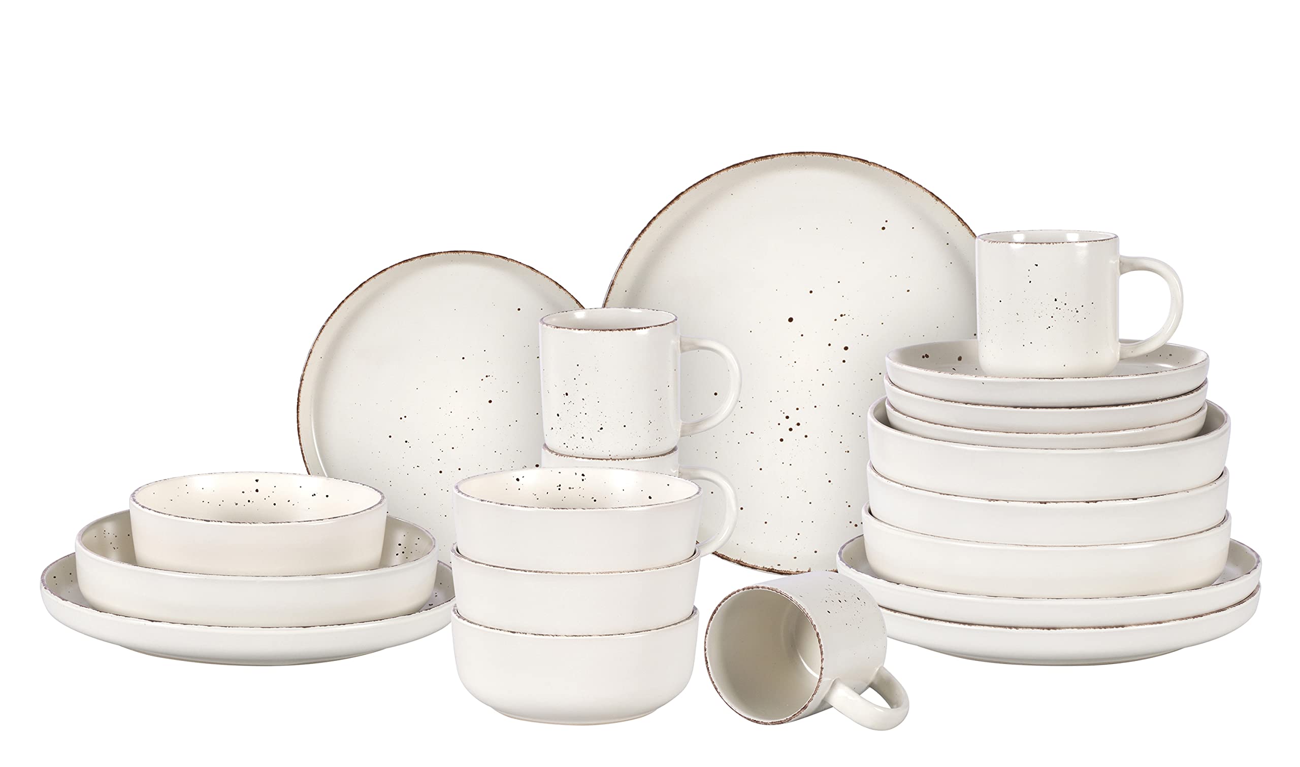 Nordic Rising-Rim Speckled Stoneware Dinnerware Set