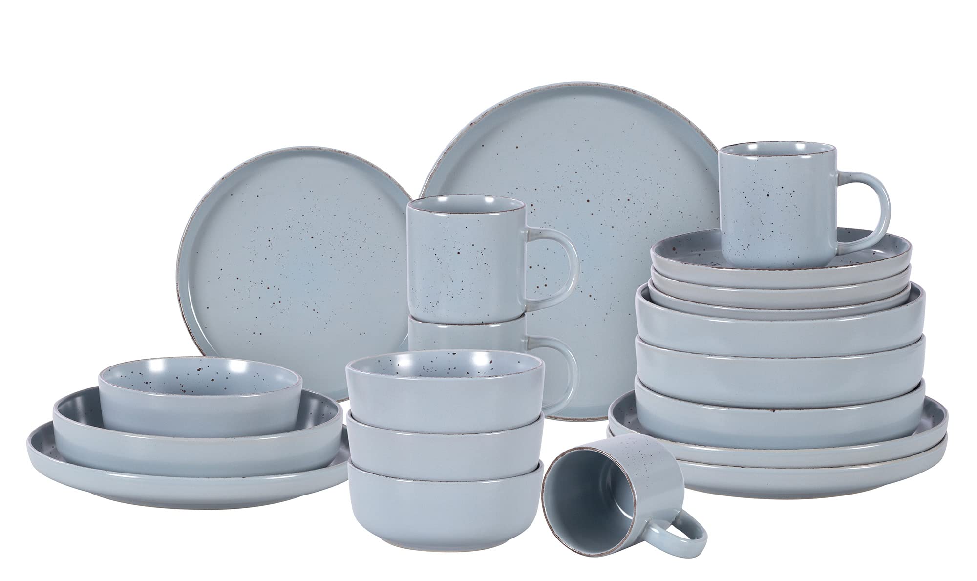 Nordic Rising-Rim Speckled Stoneware Dinnerware Set