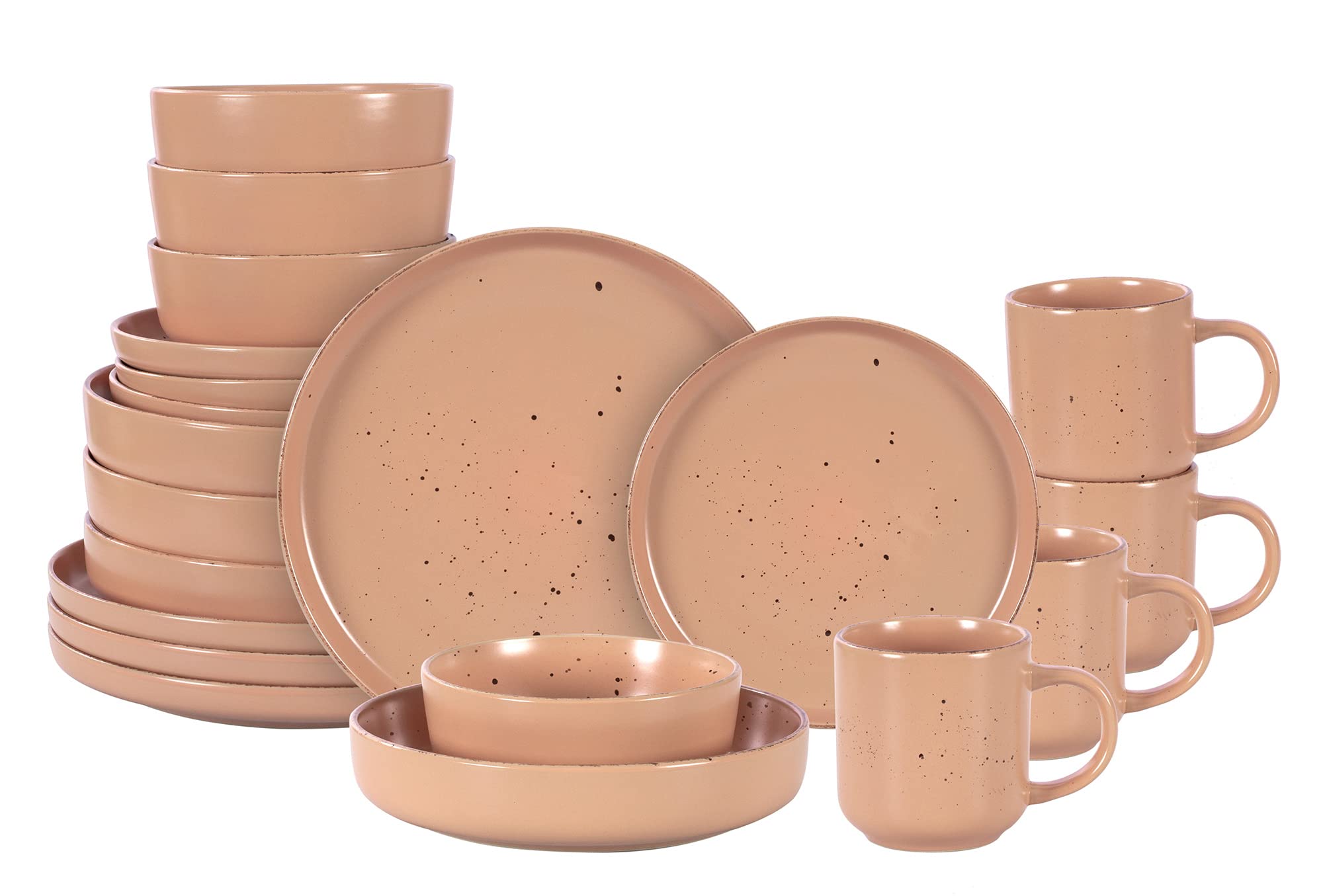 Nordic Rising-Rim Speckled Stoneware Dinnerware Set
