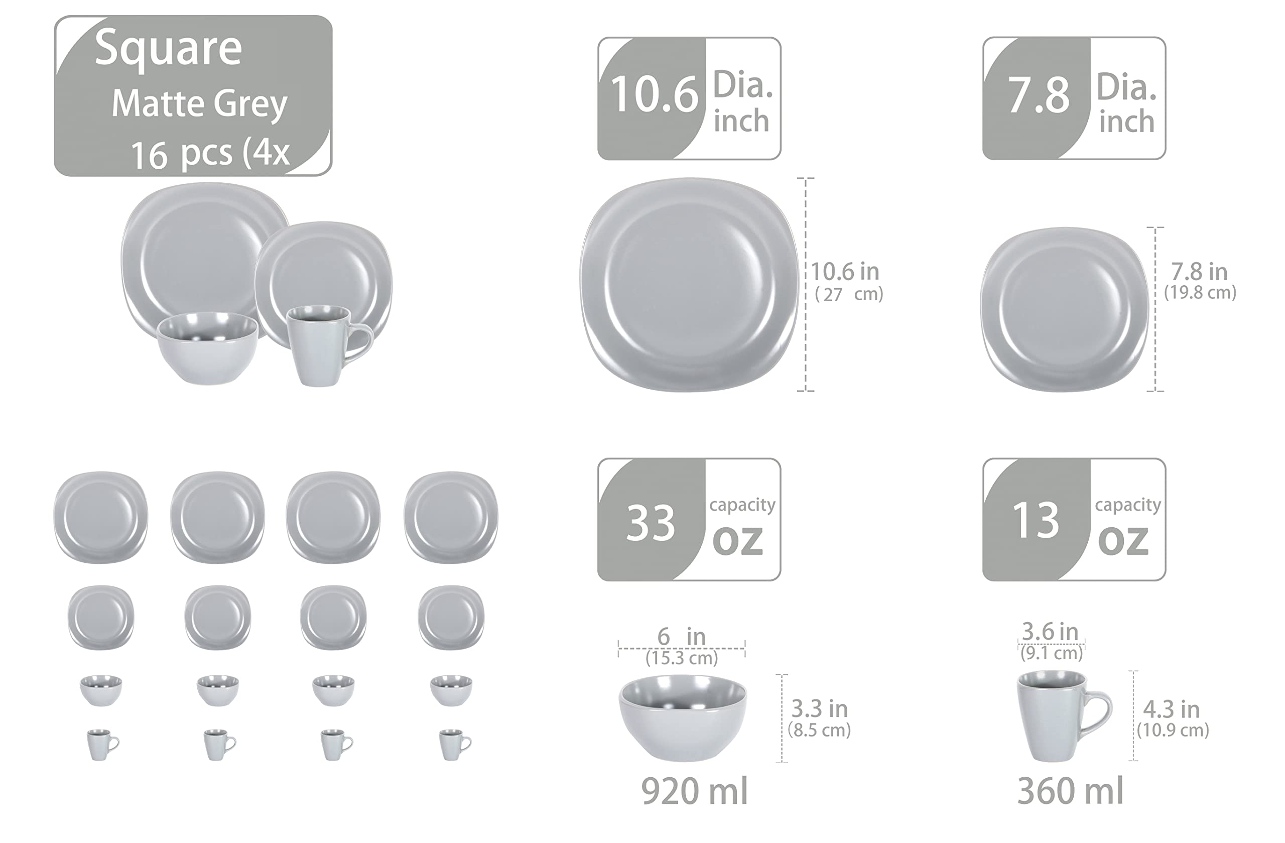 Stoneware Square Dinnerware Set,HW