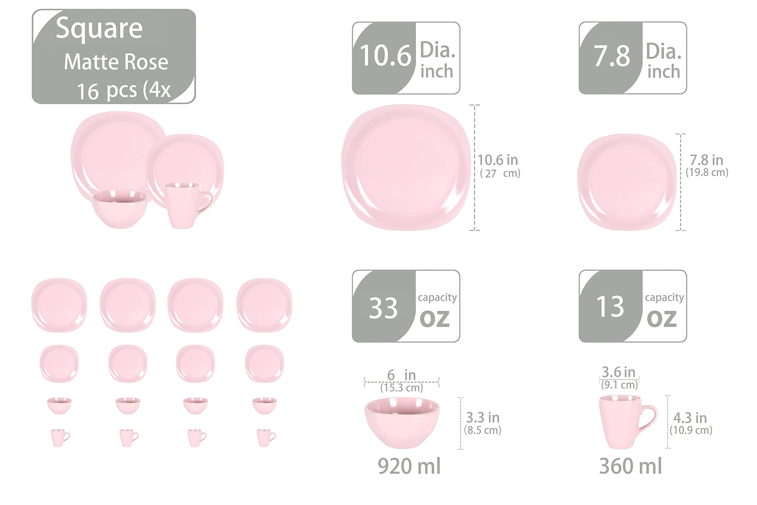 Stoneware Square Dinnerware Set,HW