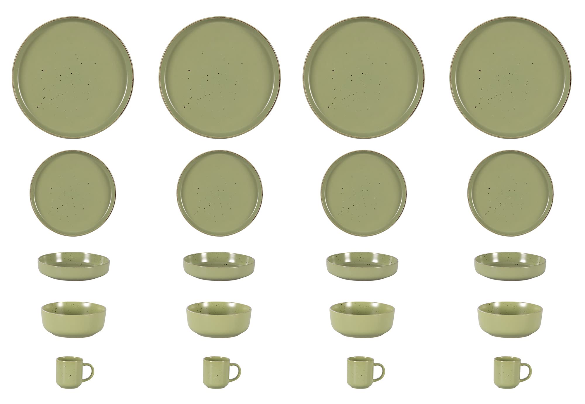 Nordic Rising-Rim Speckled Stoneware Dinnerware Set
