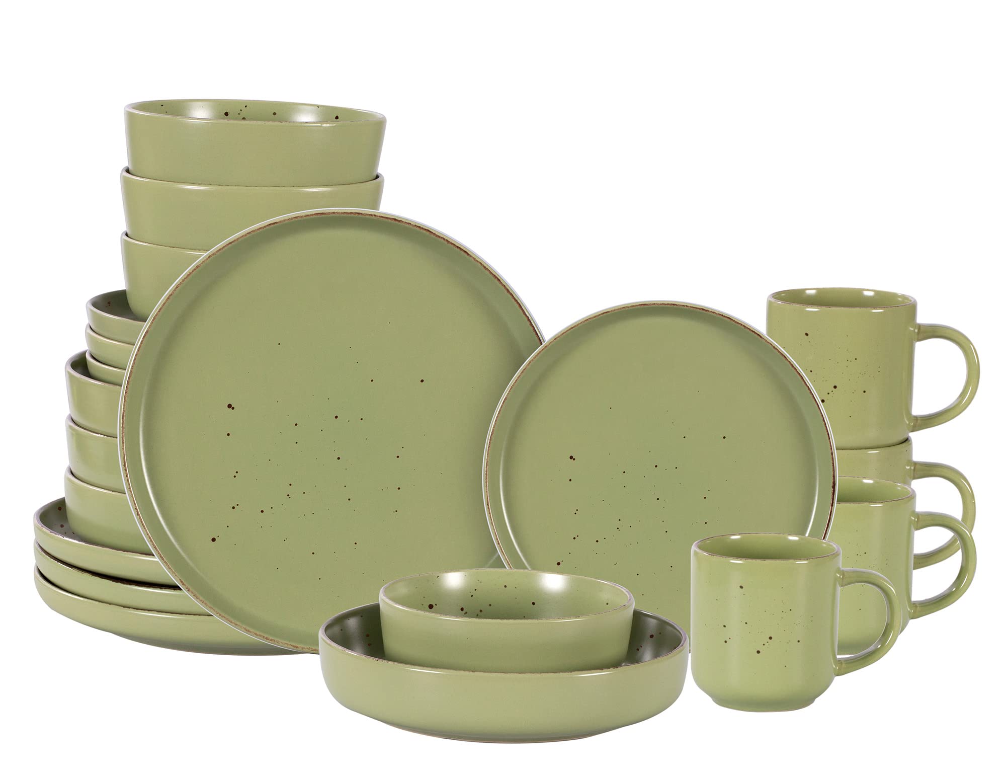 Nordic Rising-Rim Speckled Stoneware Dinnerware Set