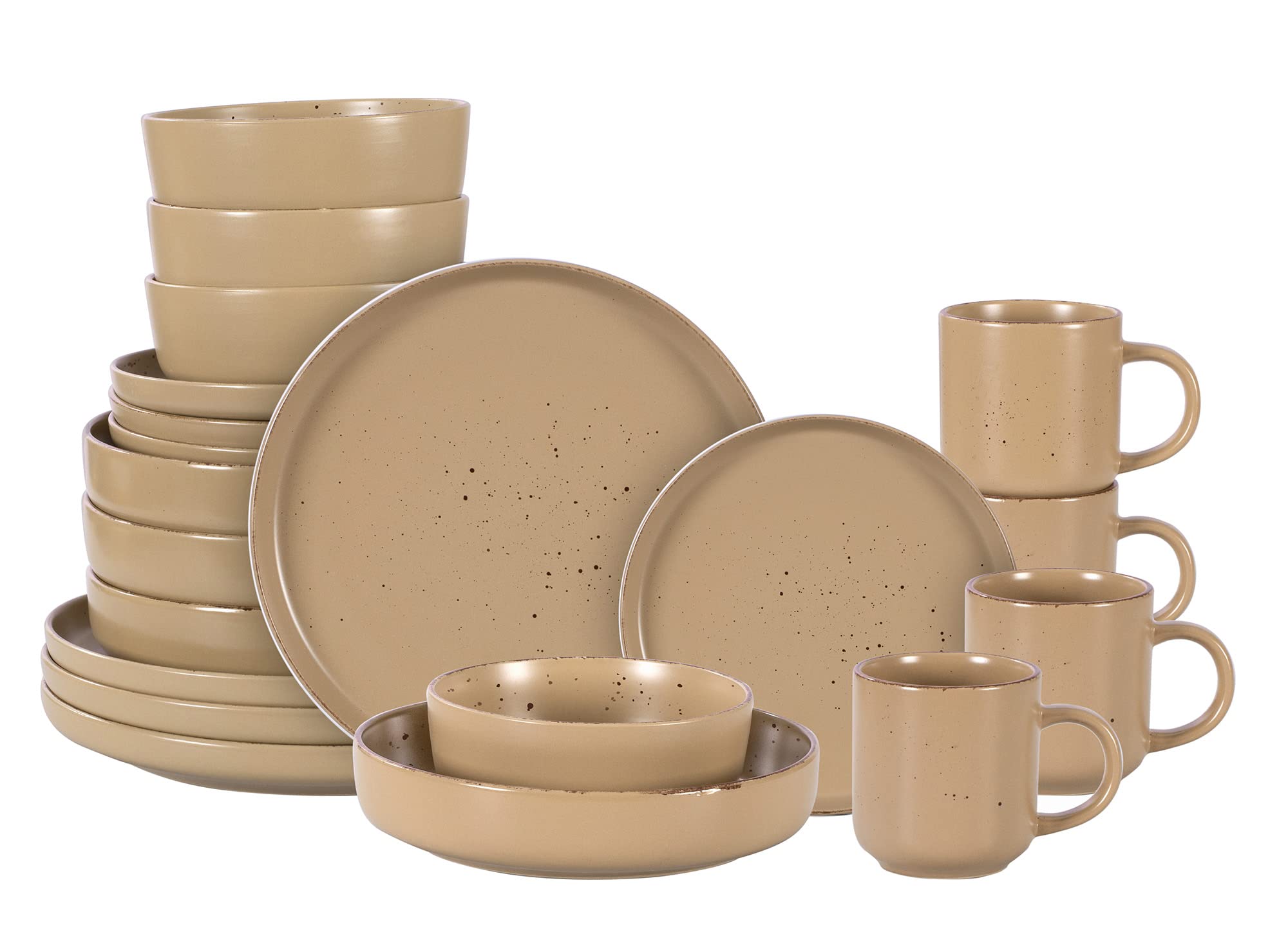 Nordic Rising-Rim Speckled Stoneware Dinnerware Set