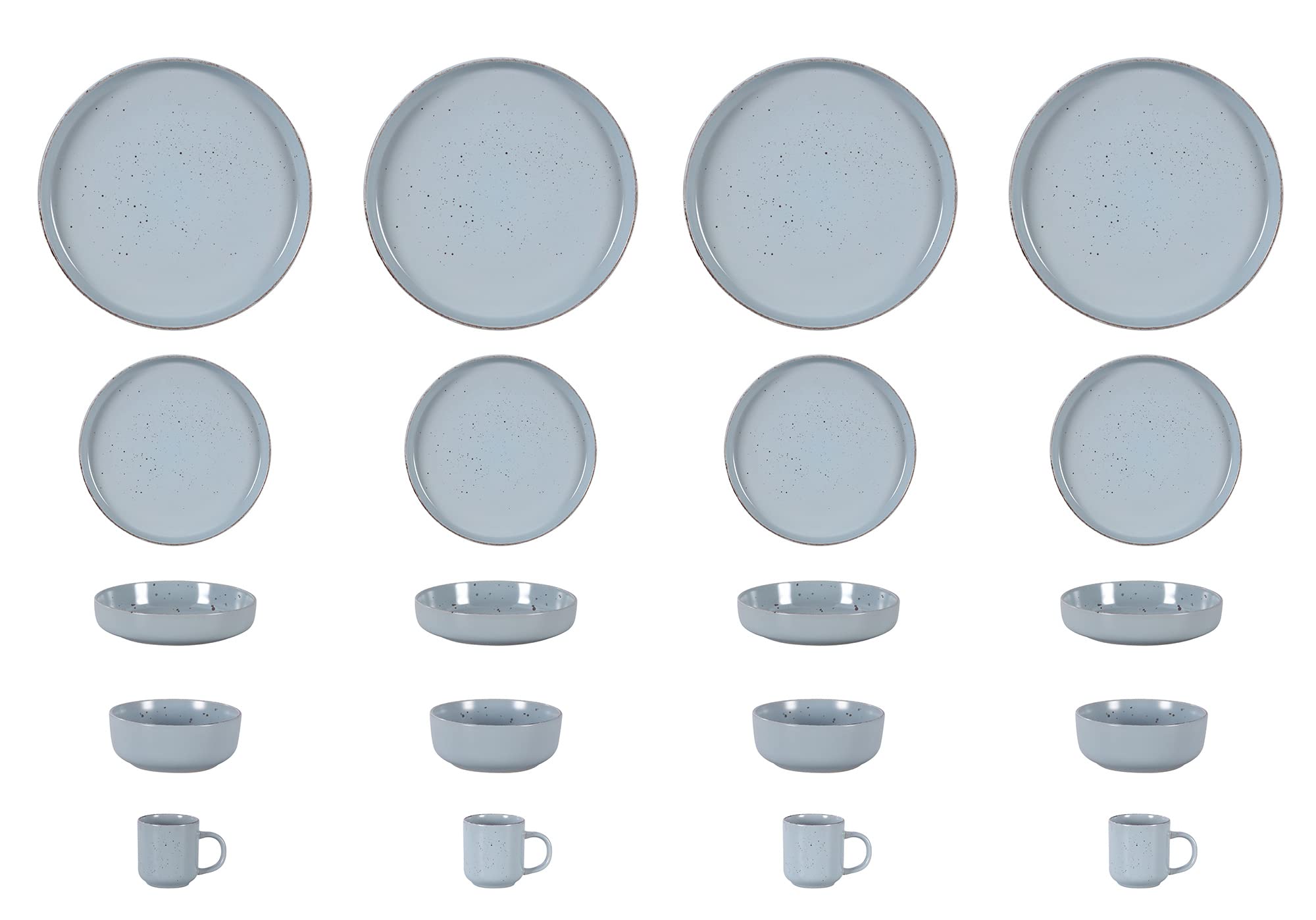 Nordic Rising-Rim Speckled Stoneware Dinnerware Set
