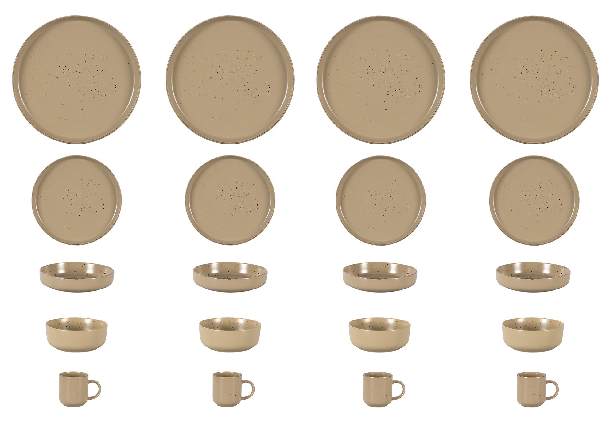 Nordic Rising-Rim Speckled Stoneware Dinnerware Set
