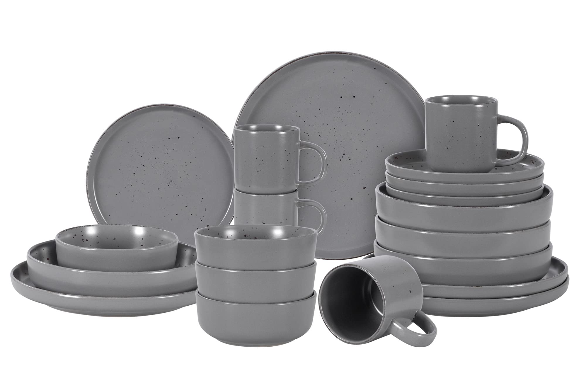 Nordic Rising-Rim Speckled Stoneware Dinnerware Set