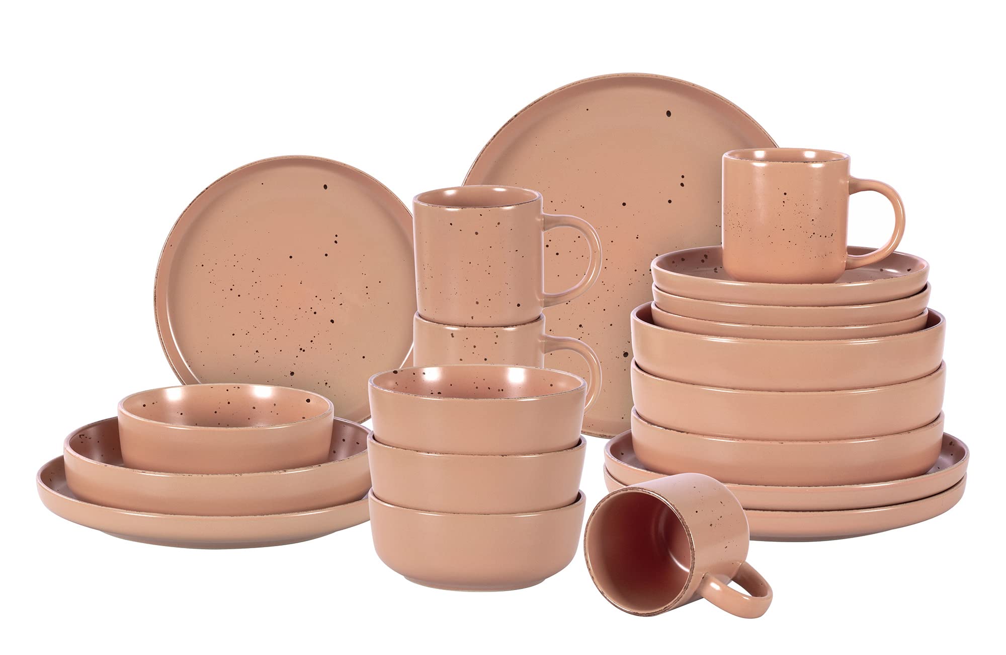 Nordic Rising-Rim Speckled Stoneware Dinnerware Set