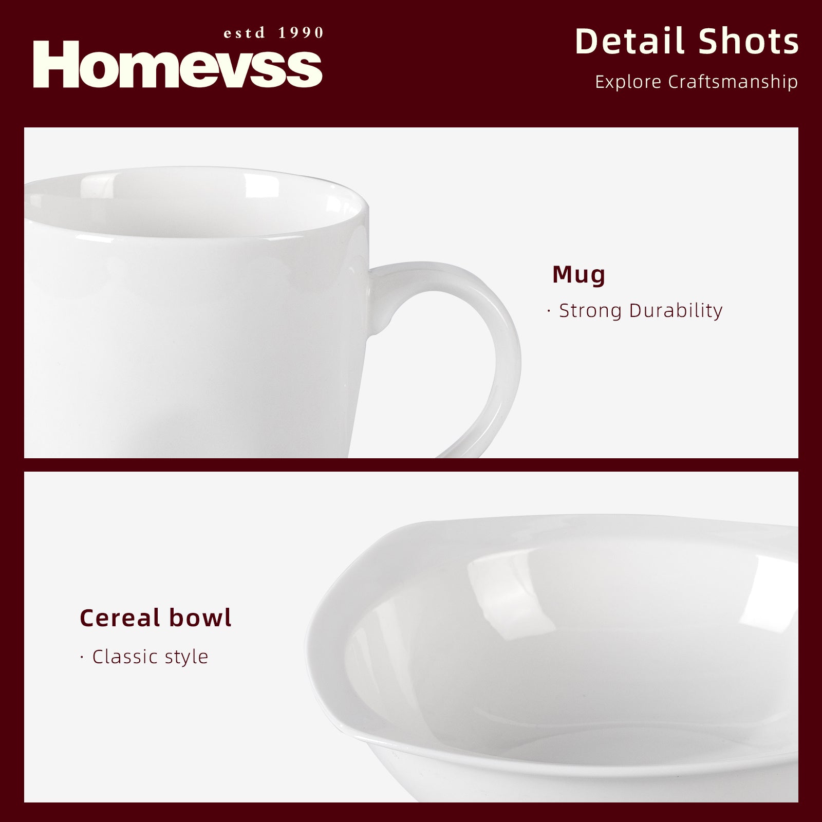 Bone China Square Coupe Shape Dinnerware Set