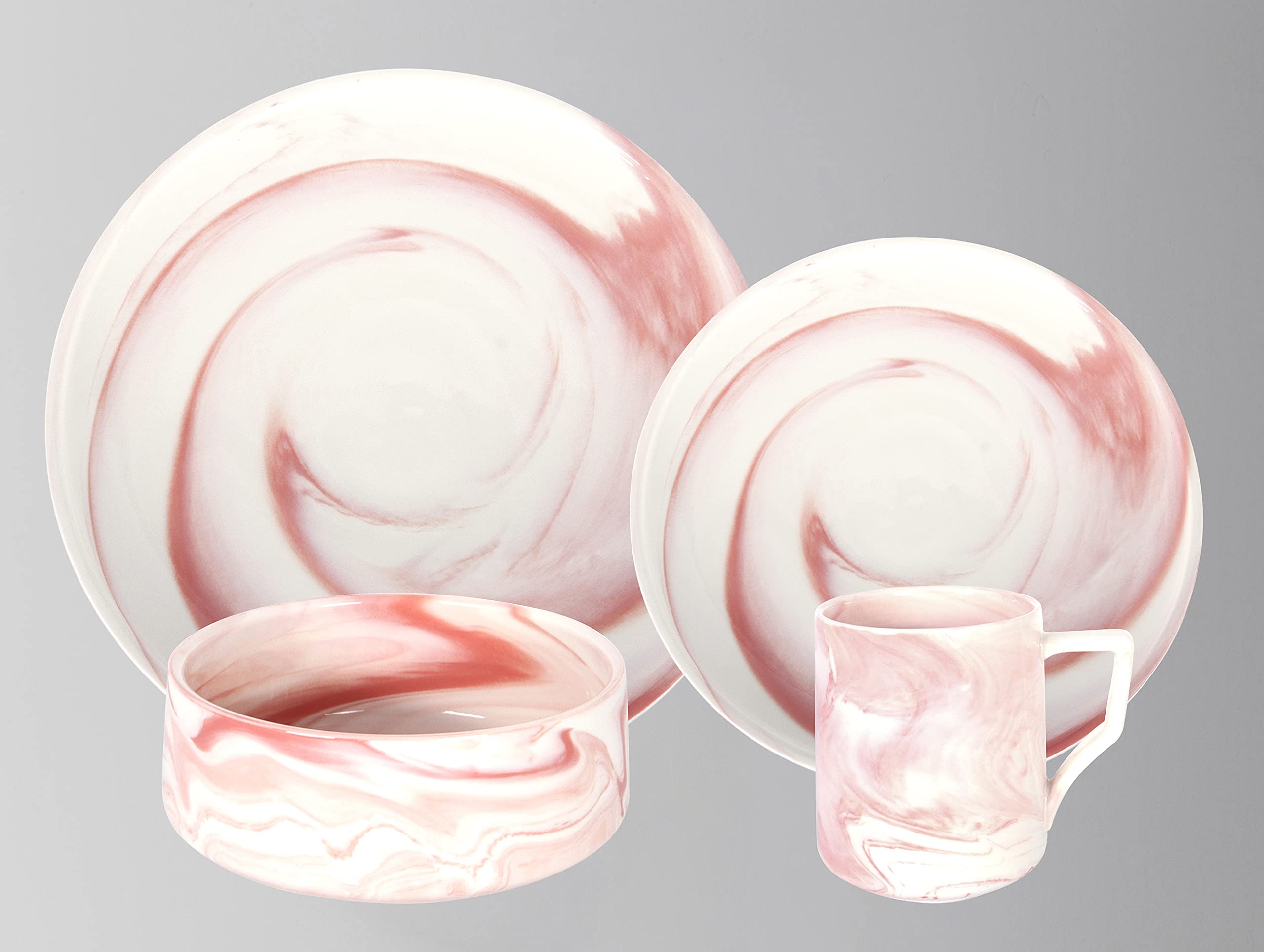 Artisan Marbled Fine China Dinnerware Set,Gold-Rim
