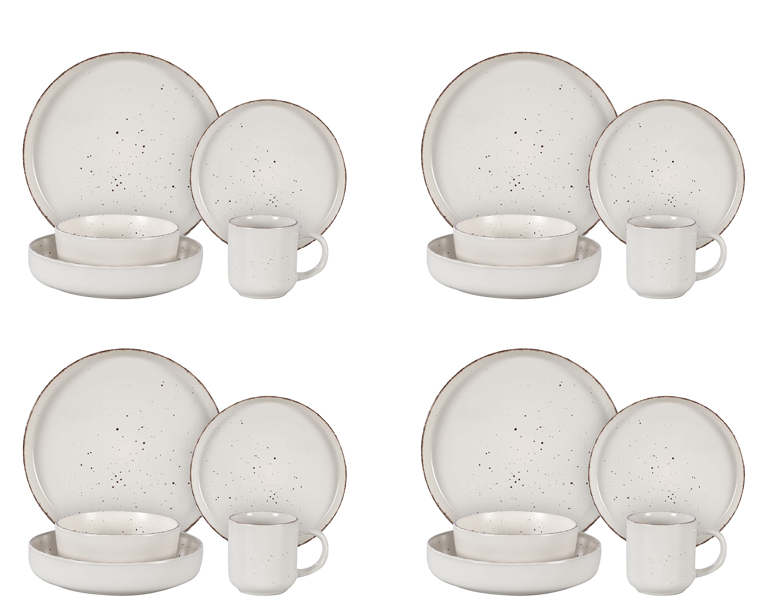 Nordic Rising-Rim Speckled Stoneware Dinnerware Set