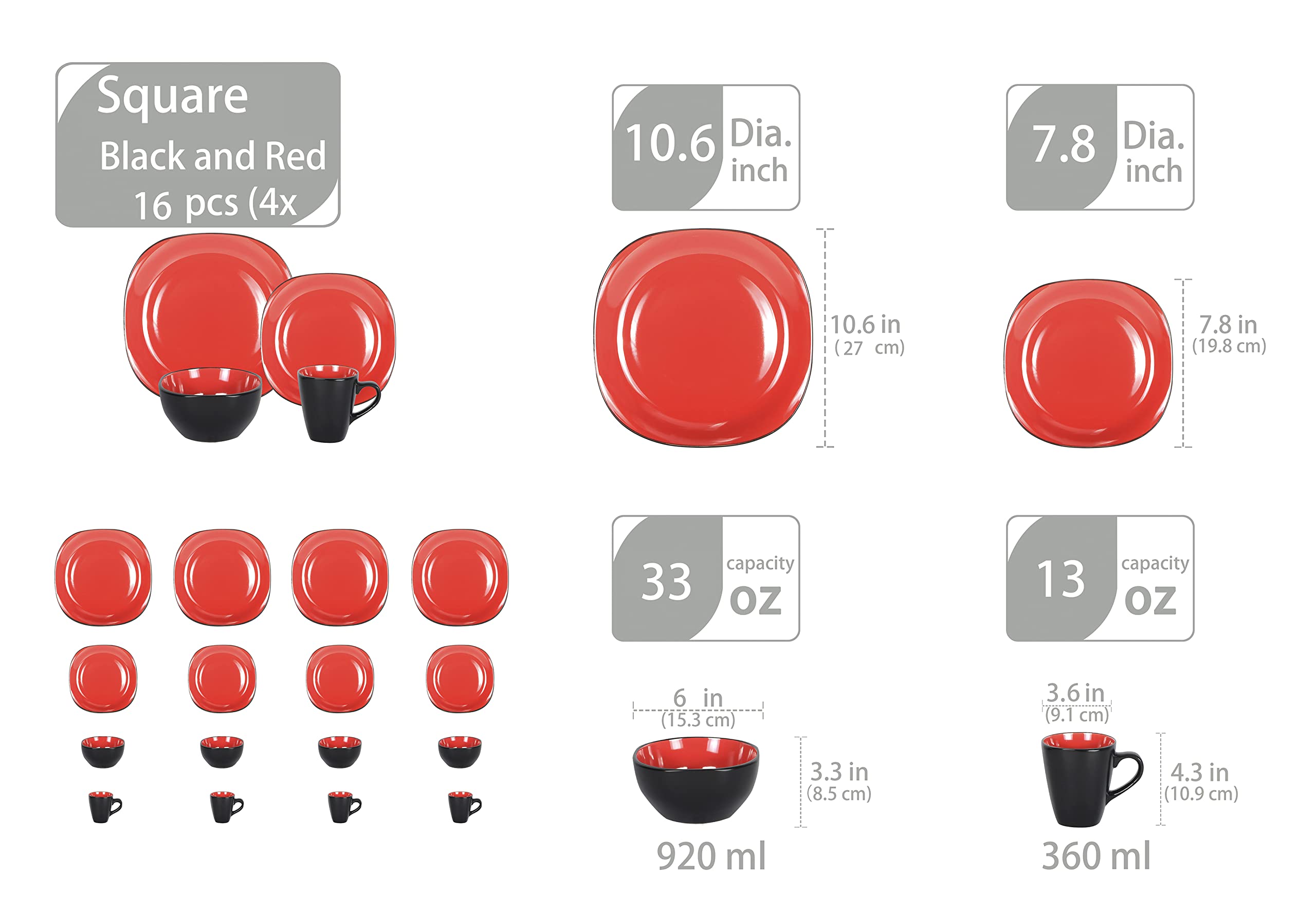 Stoneware Square Dinnerware Set,HW