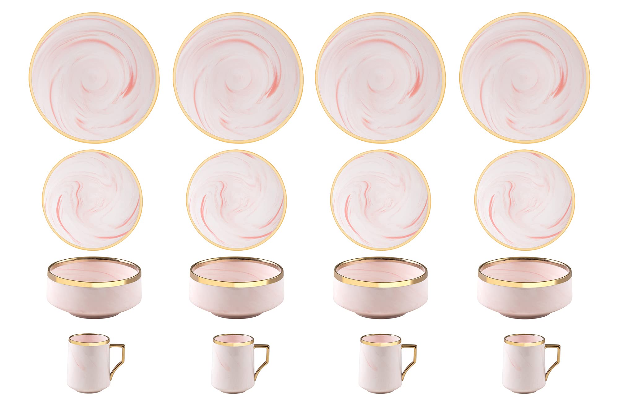 Artisan Marbled Fine China Dinnerware Set,Gold-Rim