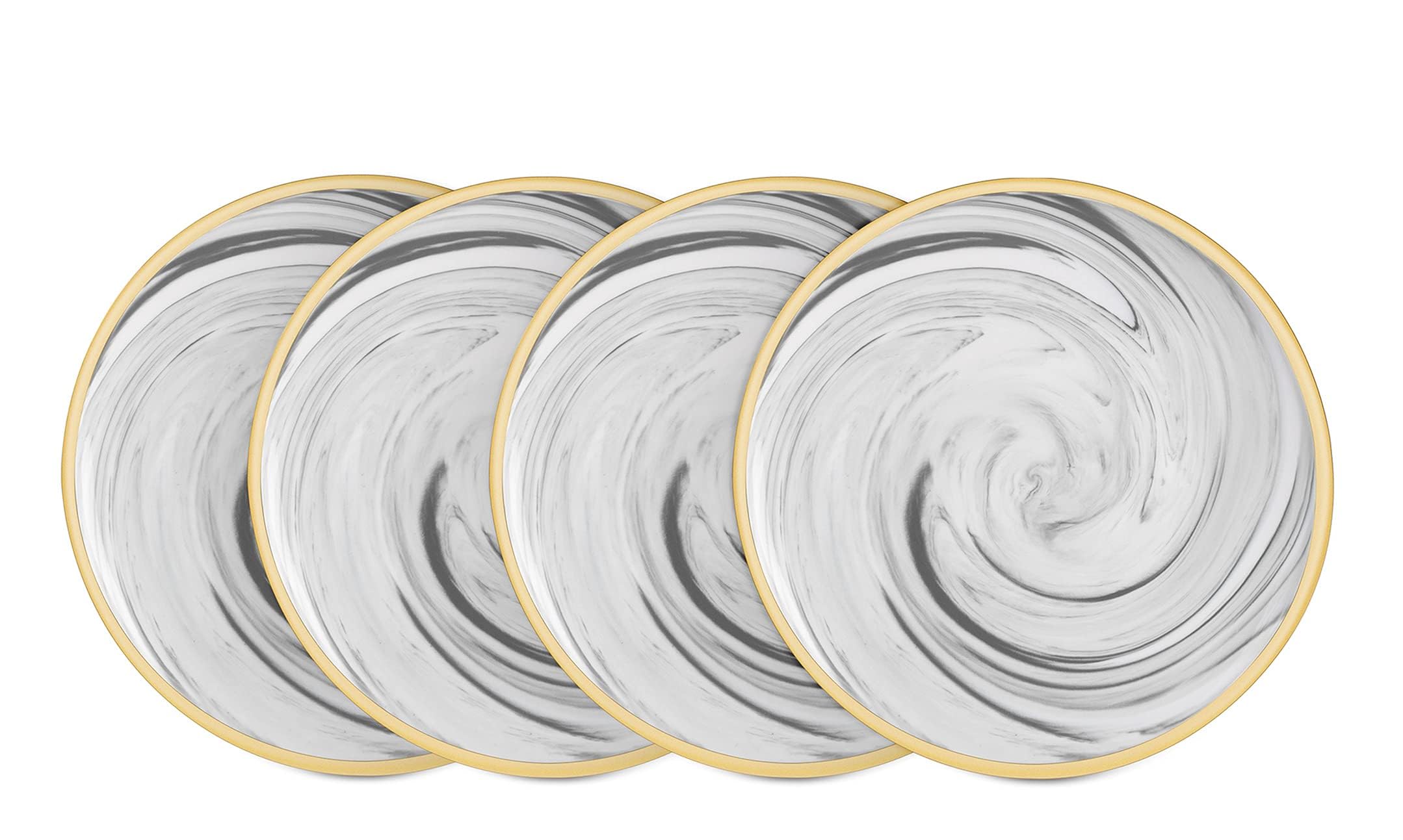 Artisan Marbled Fine China Dinnerware Set,Gold-Rim