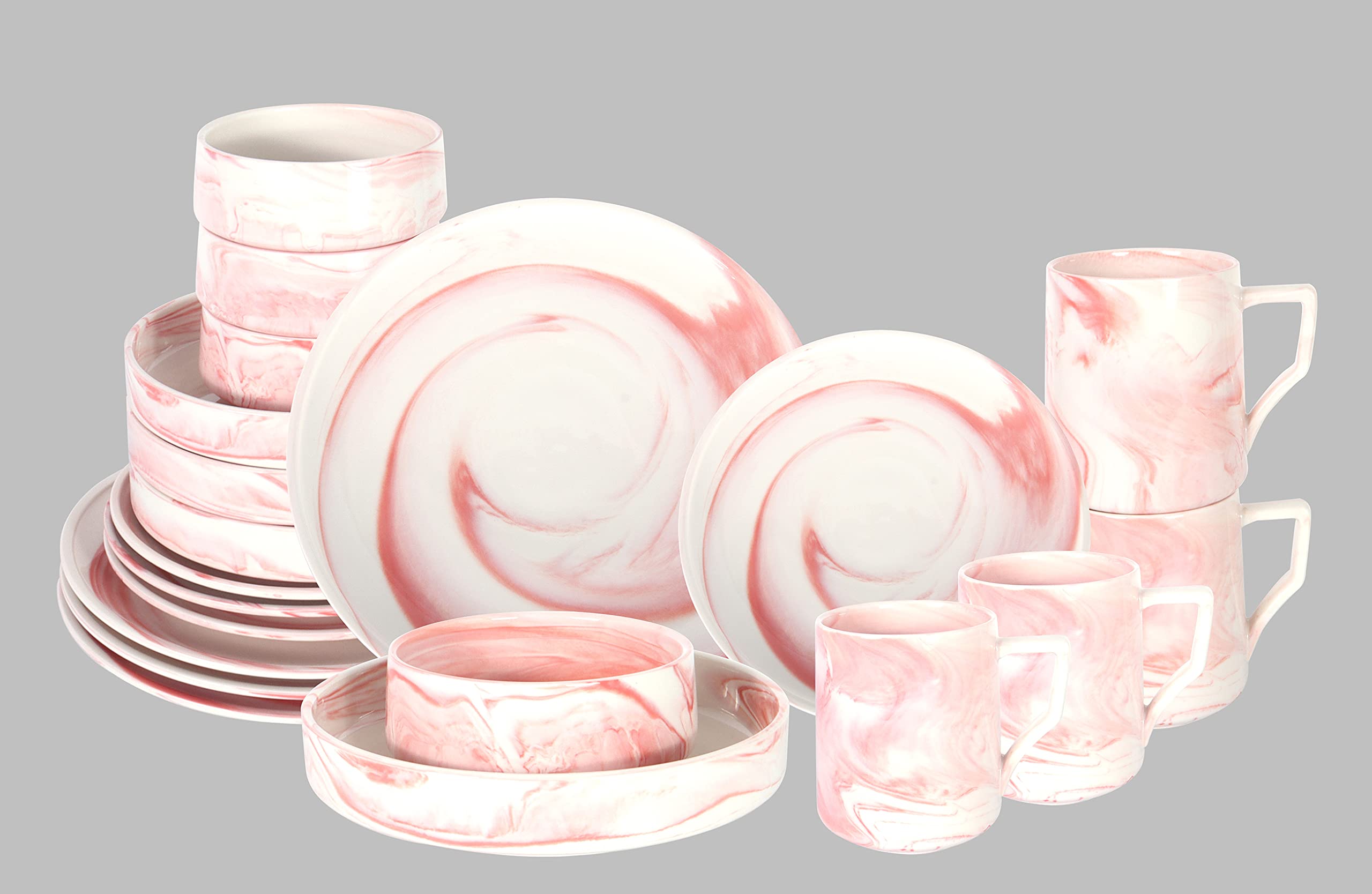 Artisan Marbled Fine China Dinnerware Set,Gold-Rim