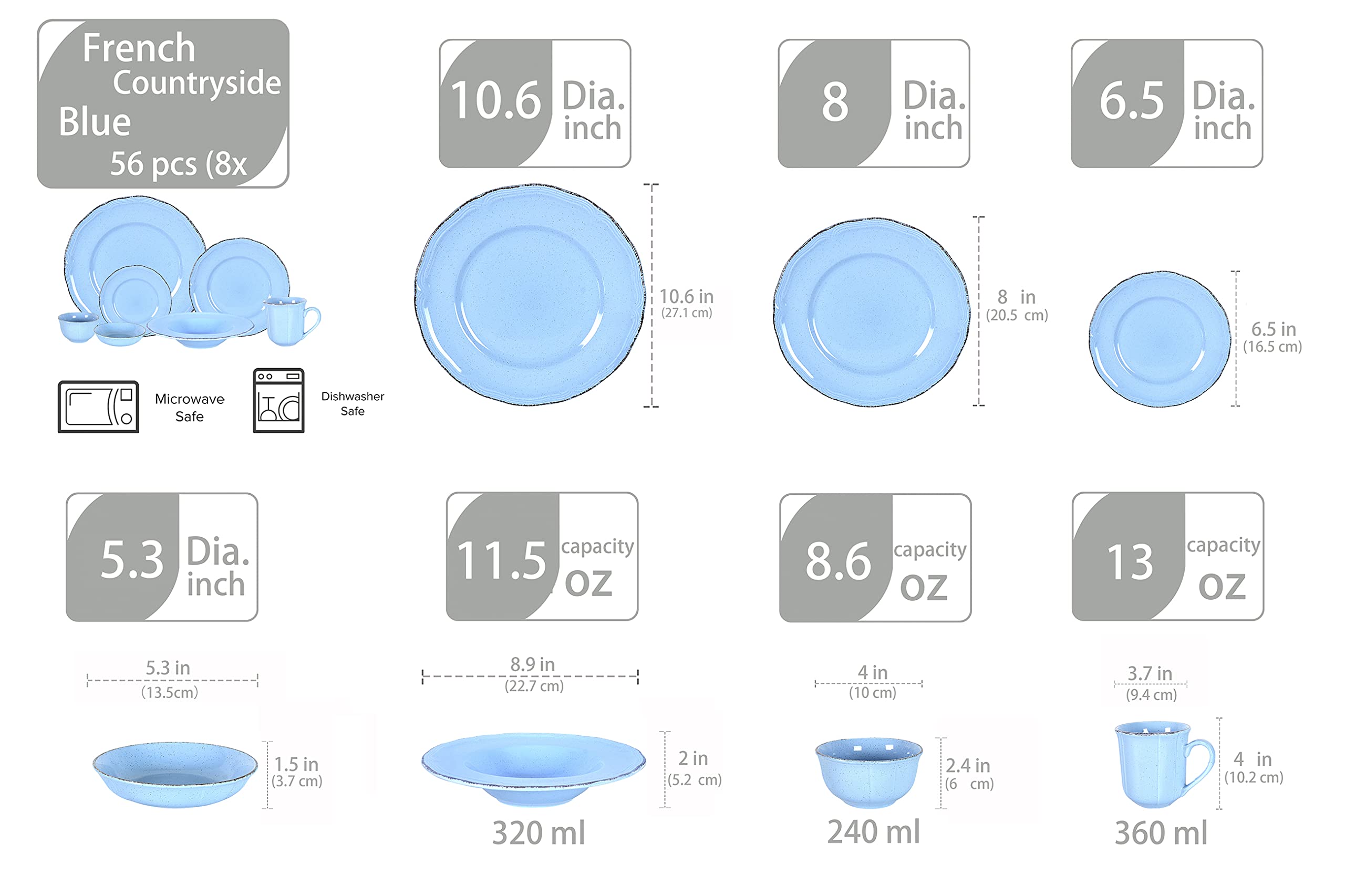 French Countryside Stoneware Dinnerware Set,HW