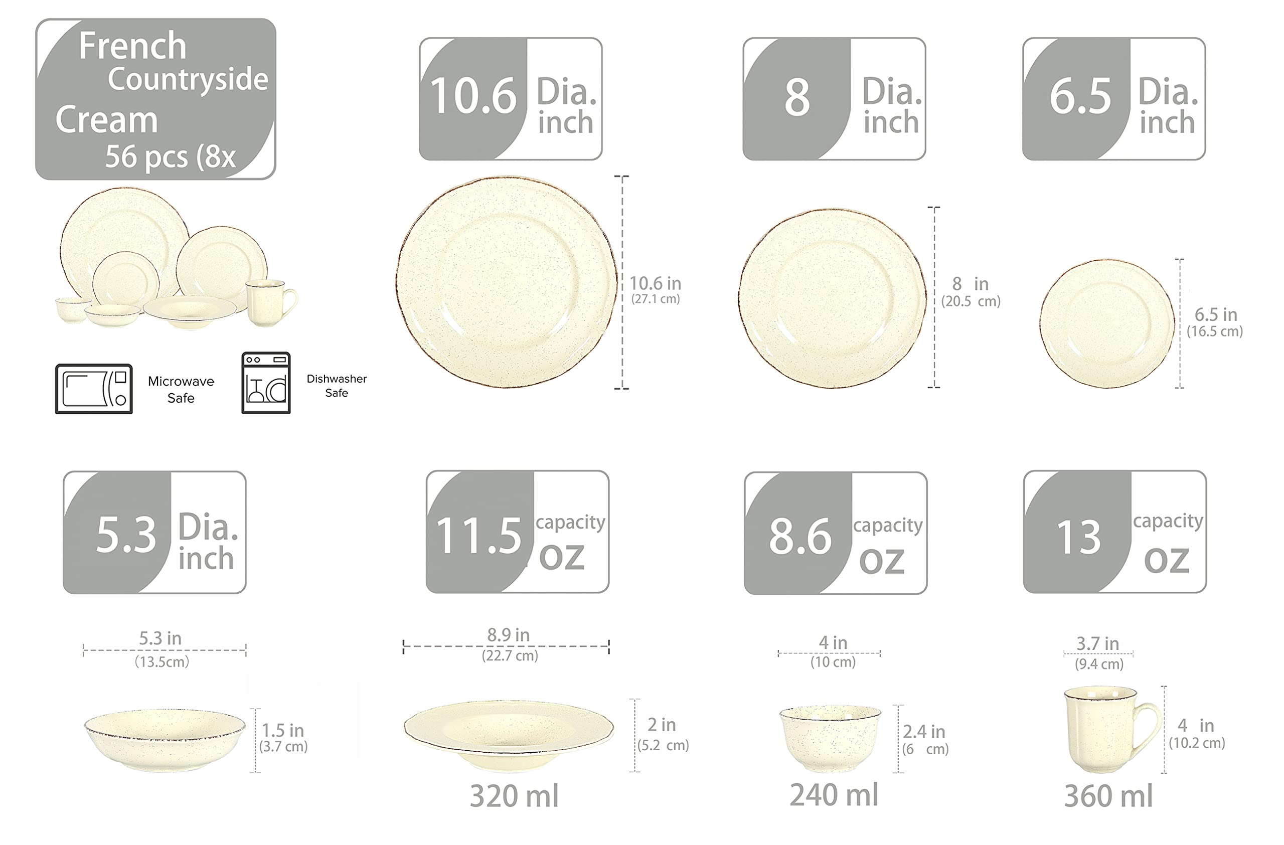 French Countryside Stoneware Dinnerware Set,HW