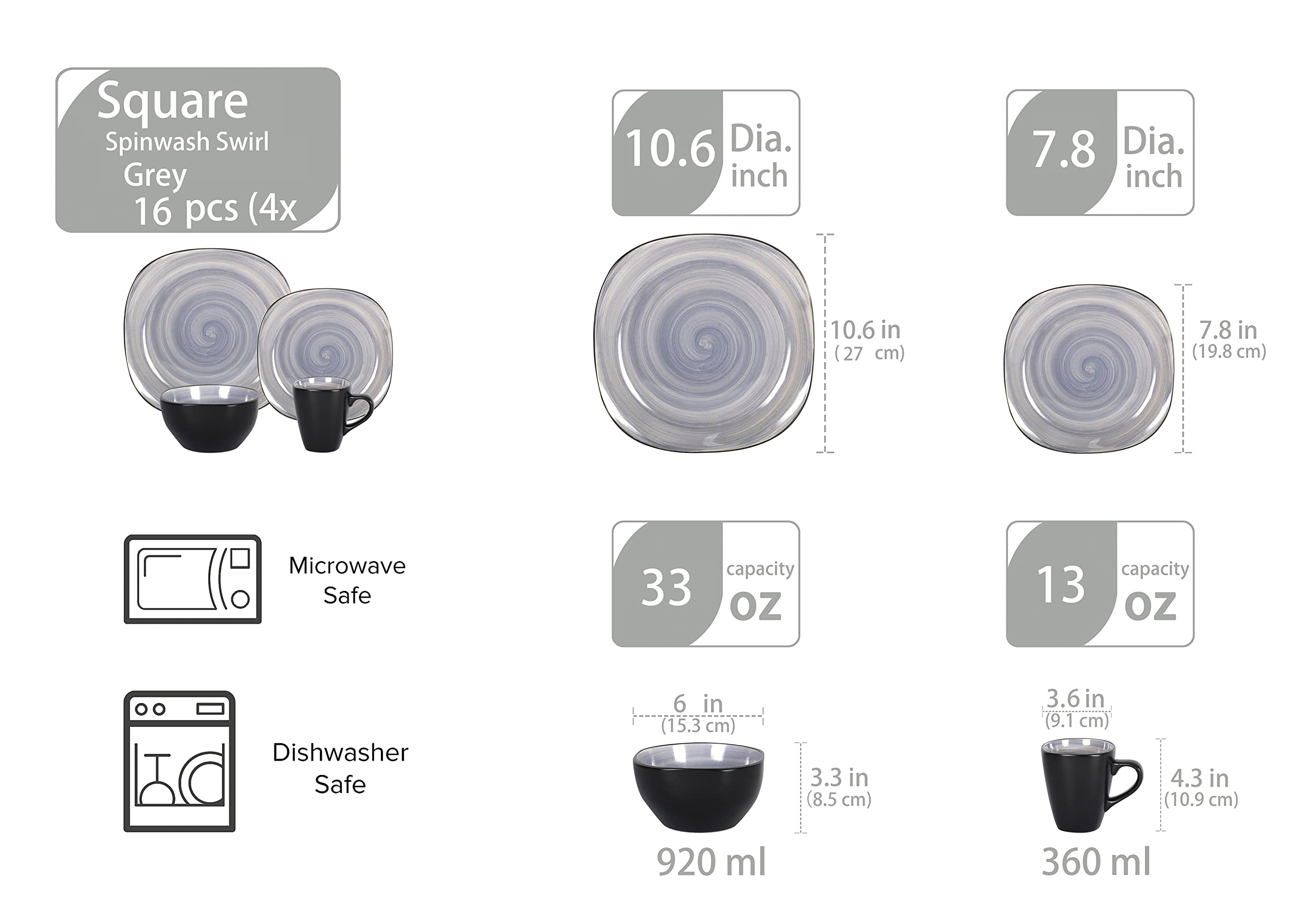 Stoneware Square Dinnerware Set,HW