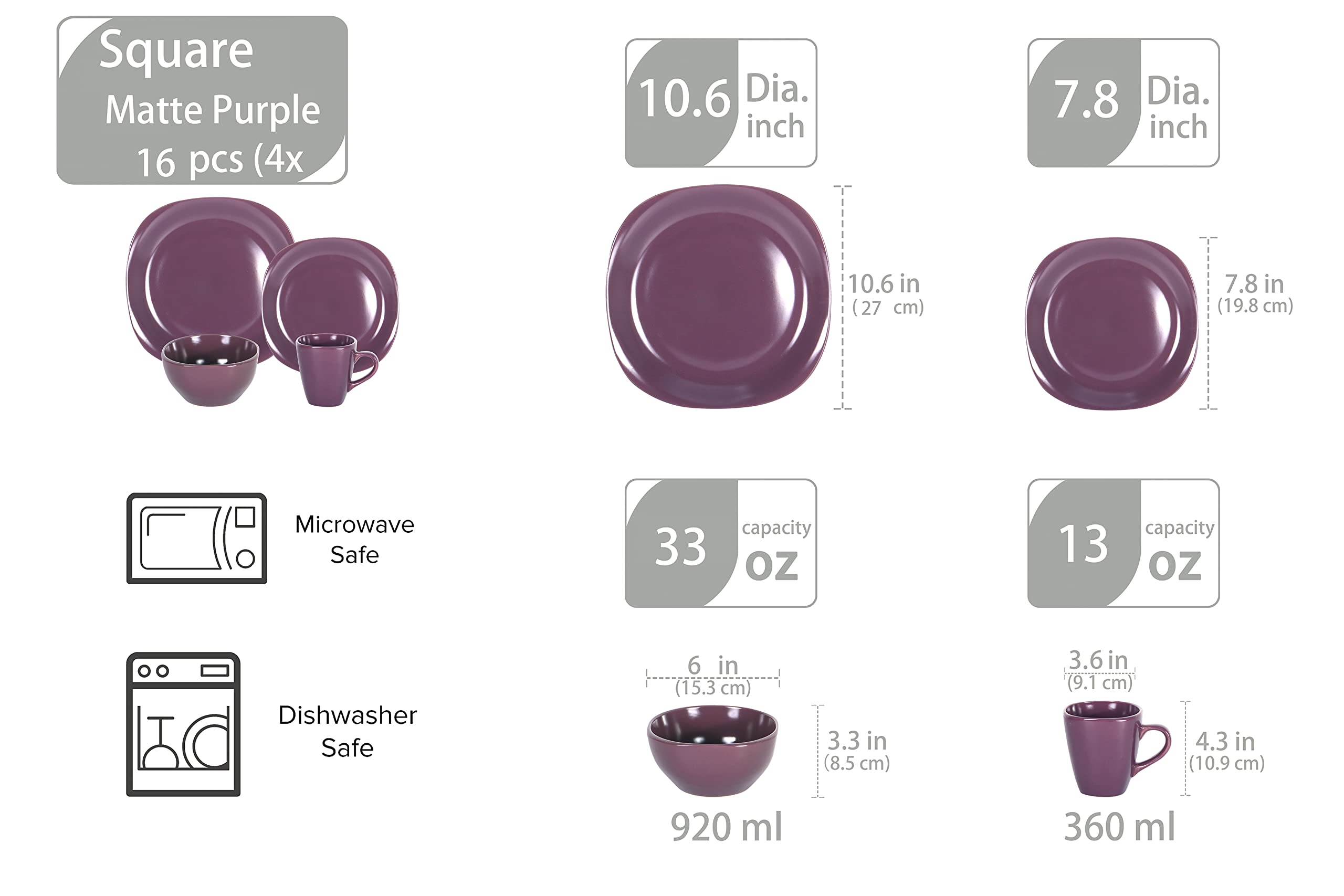 Stoneware Square Dinnerware Set,HW