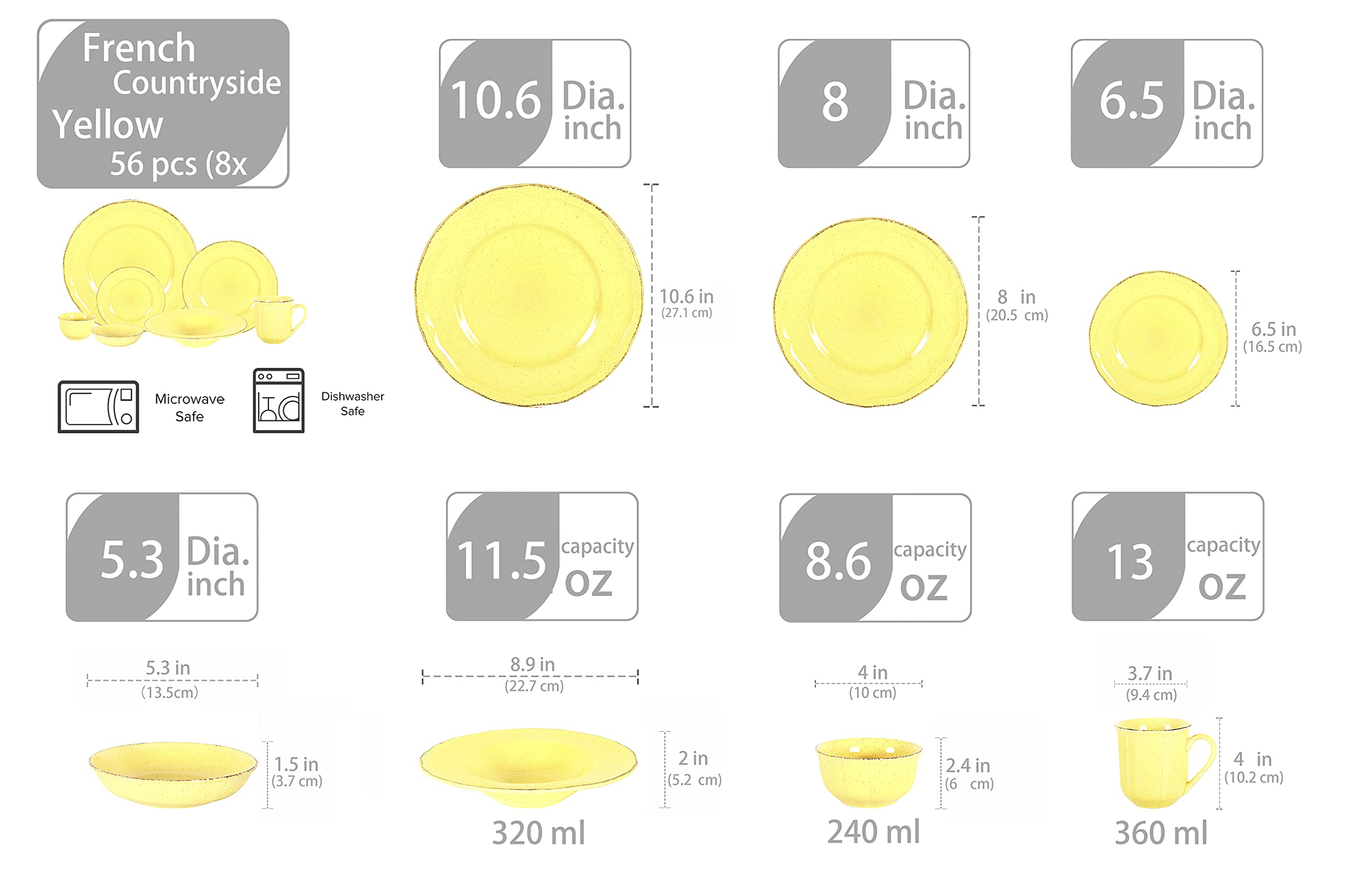 French Countryside Stoneware Dinnerware Set,HW