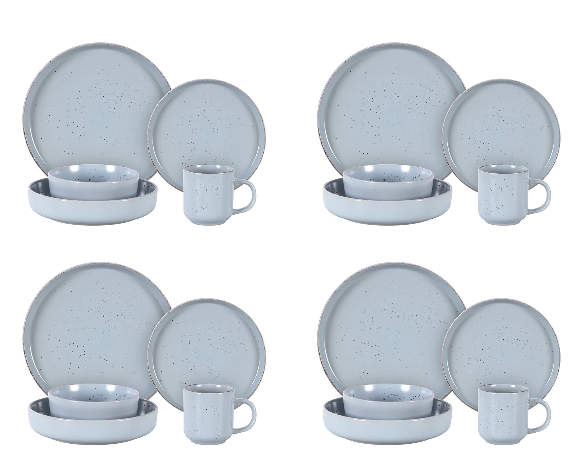 Nordic Rising-Rim Speckled Stoneware Dinnerware Set