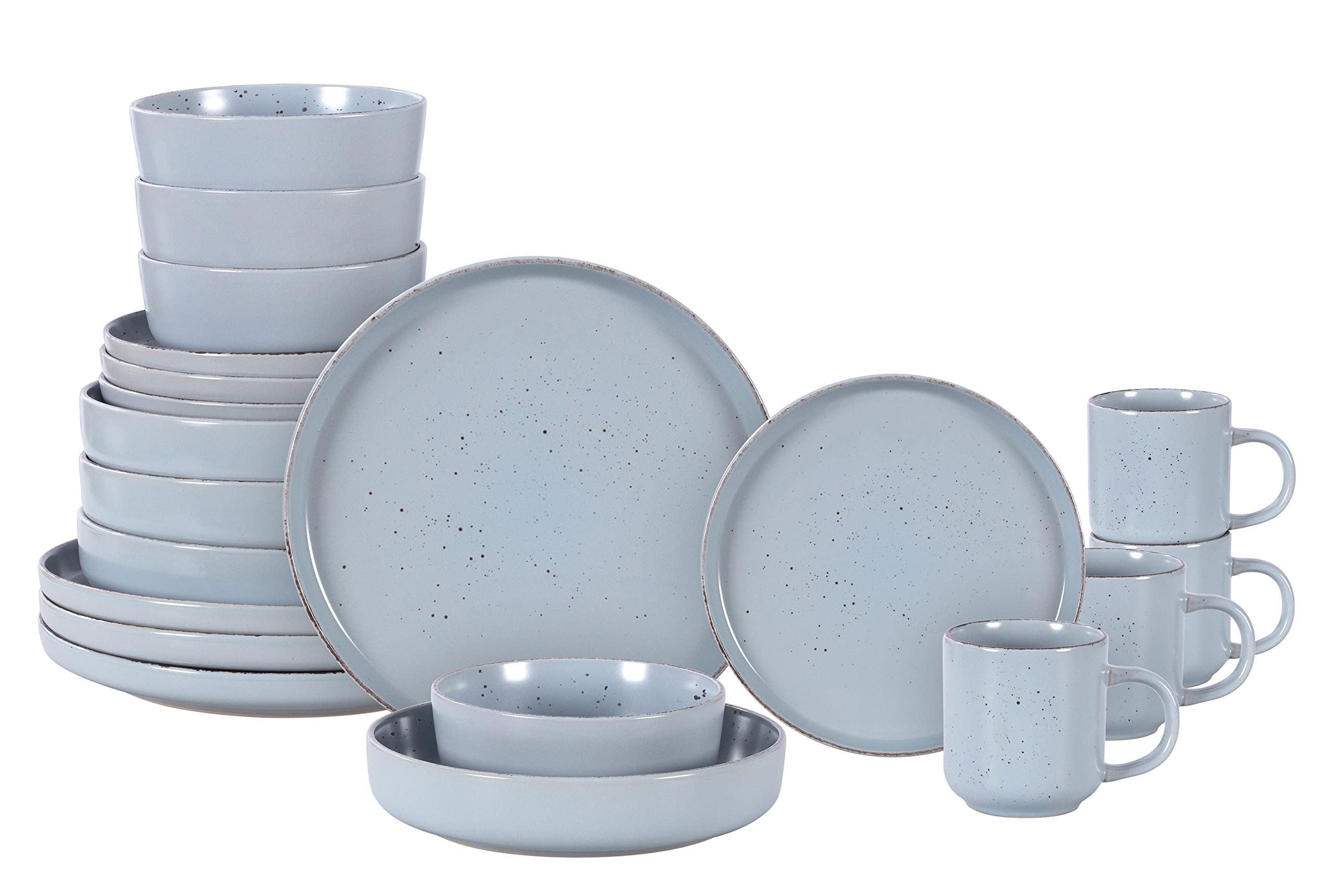 Nordic Rising-Rim Speckled Stoneware Dinnerware Set