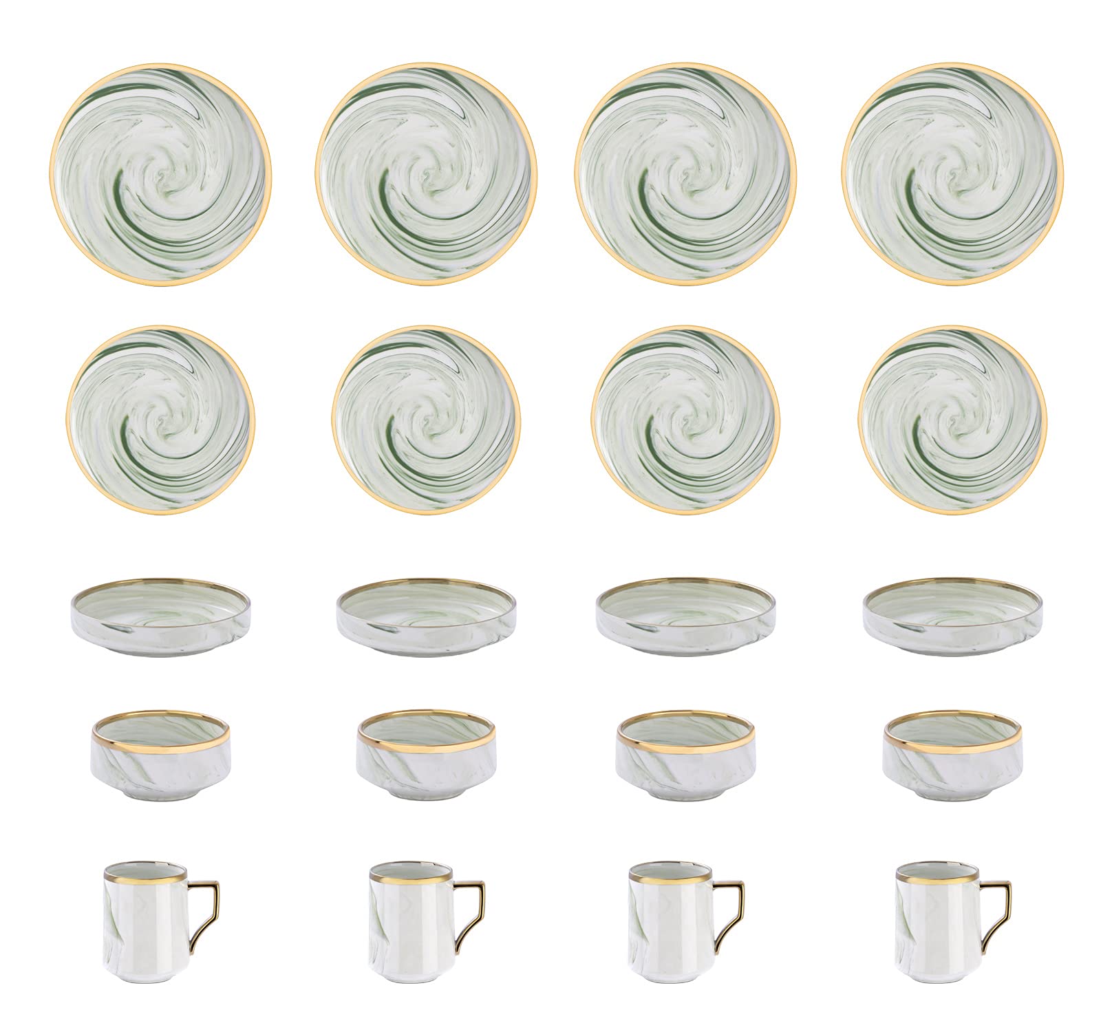 Artisan Marbled Fine China Dinnerware Set,Gold-Rim