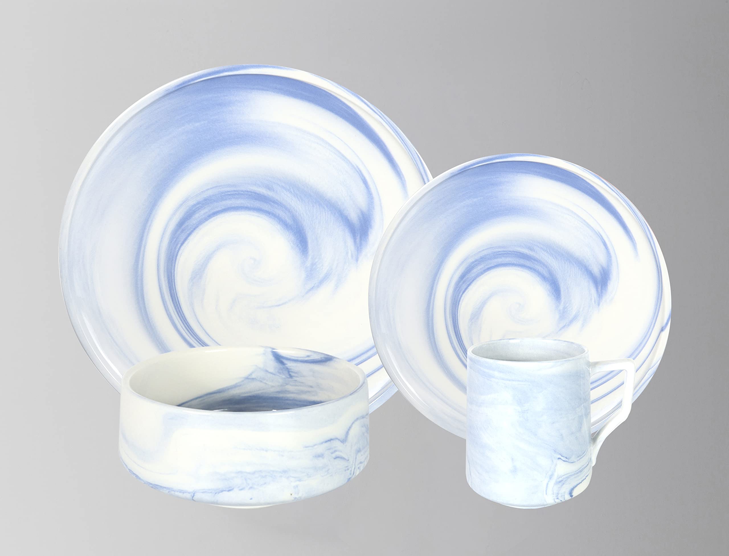 Artisan Marbled Fine China Dinnerware Set,Gold-Rim