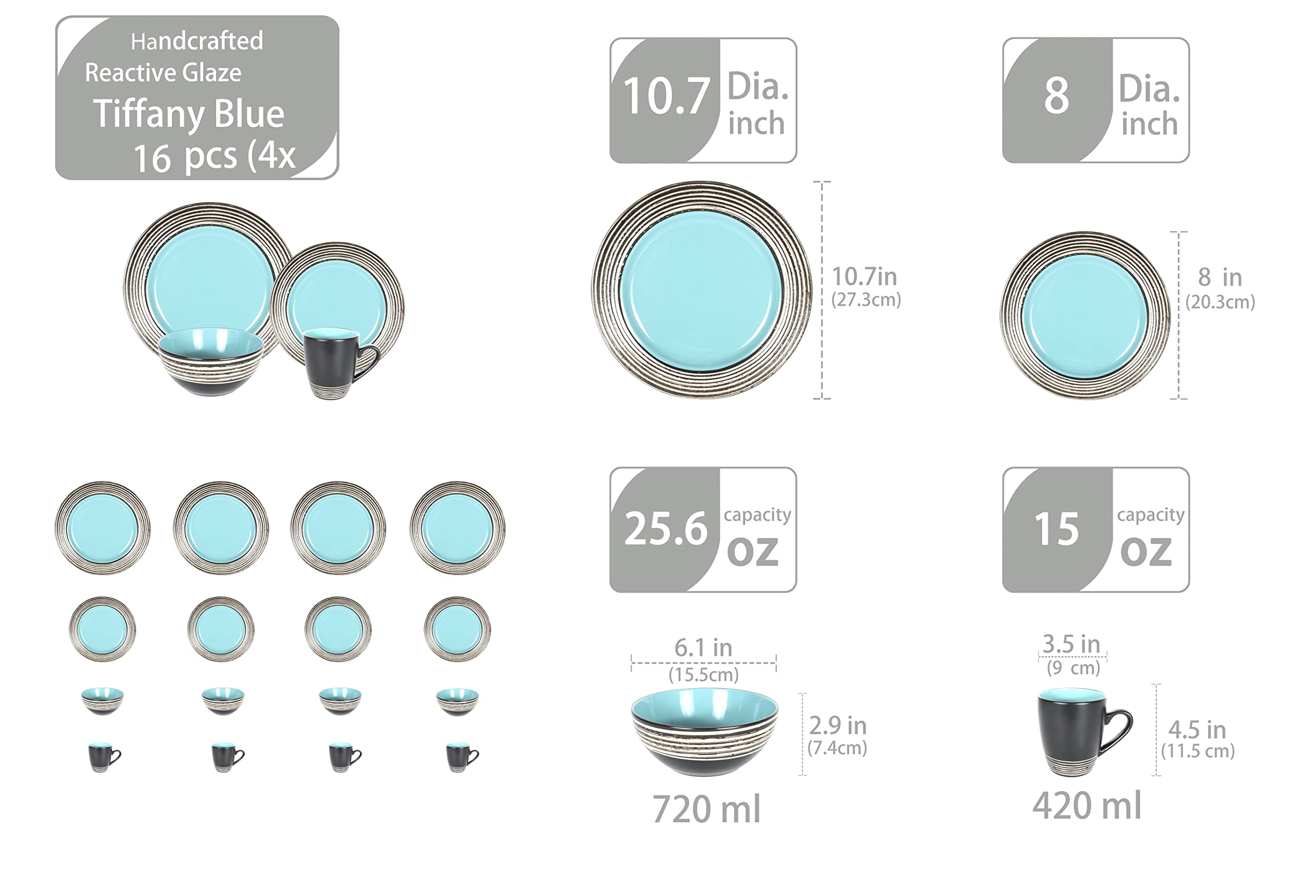 Stoneware Handcrafted Tree Bark Effected Glaze Dinnerware Set