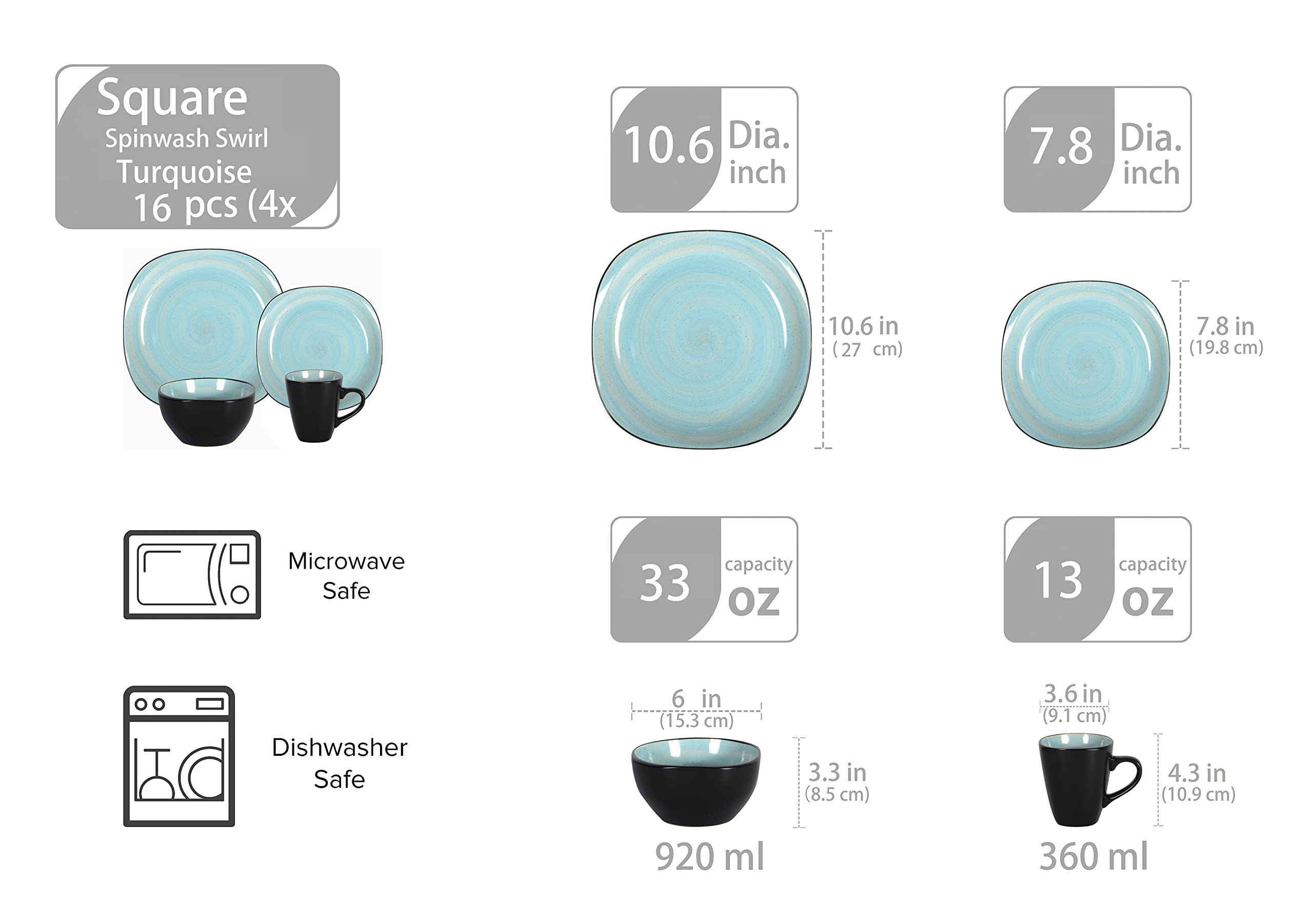 Stoneware Square Dinnerware Set