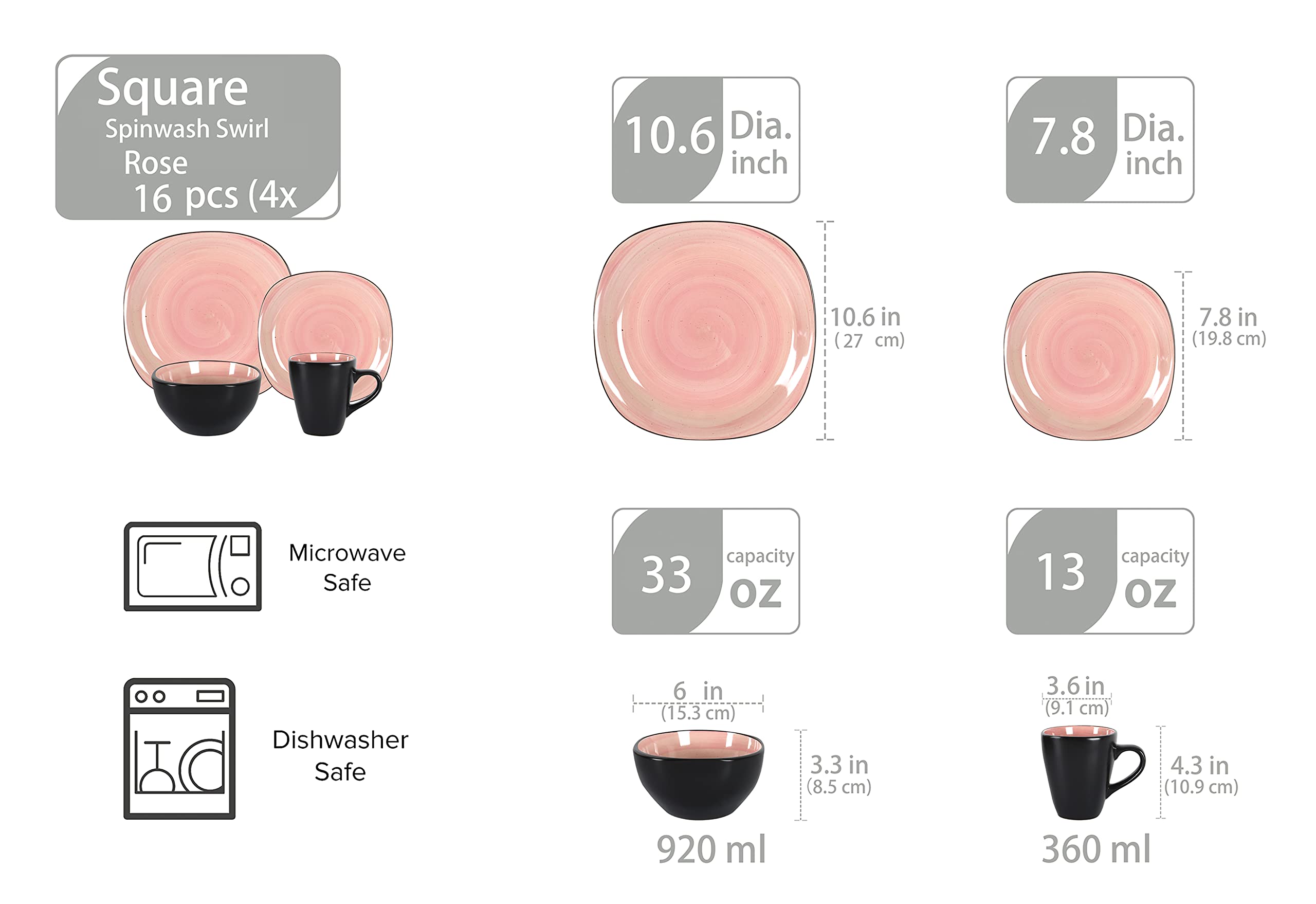 Stoneware Square Dinnerware Set