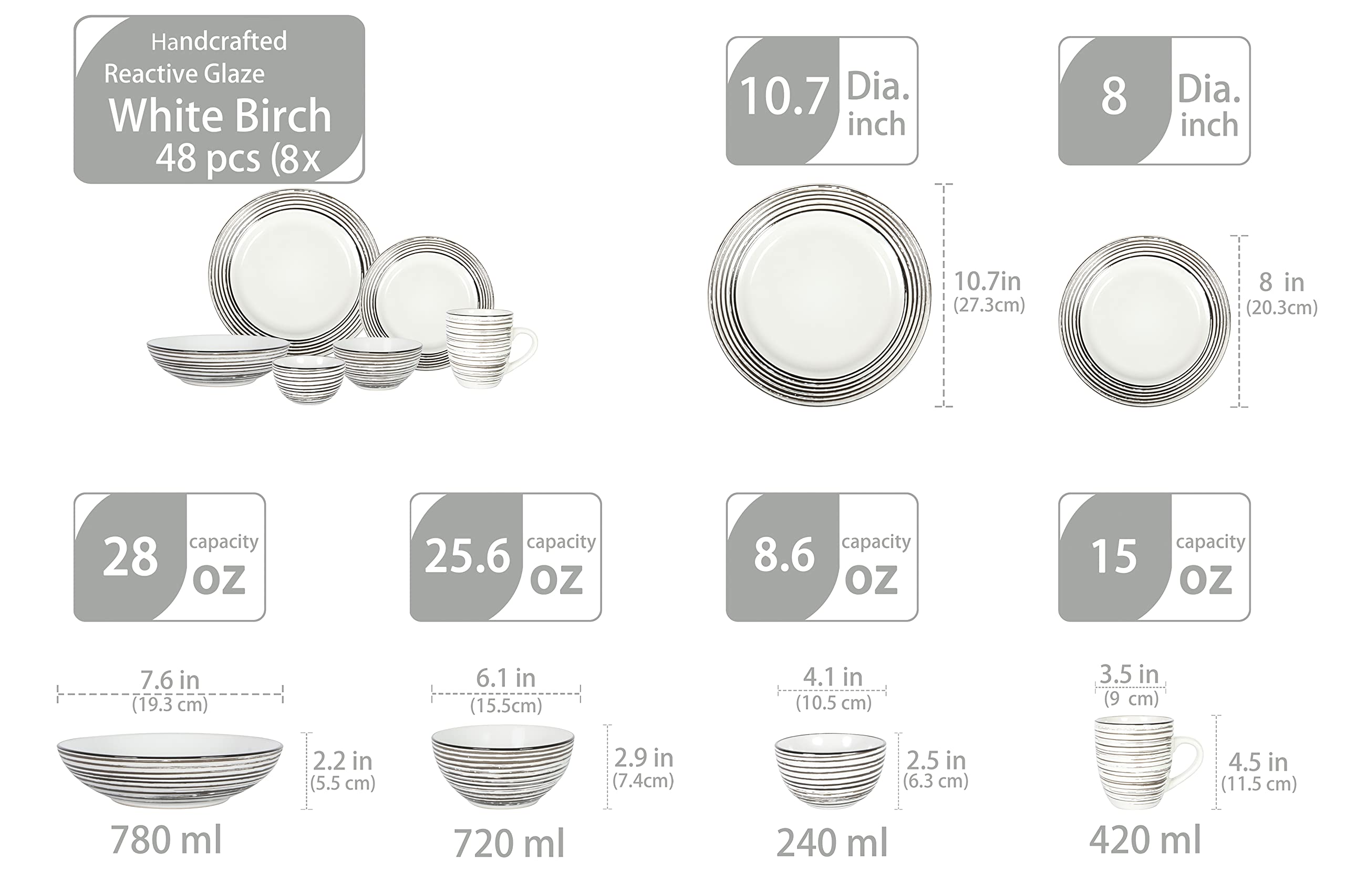 Stoneware Handcrafted Tree Bark Effected Glaze Dinnerware Set