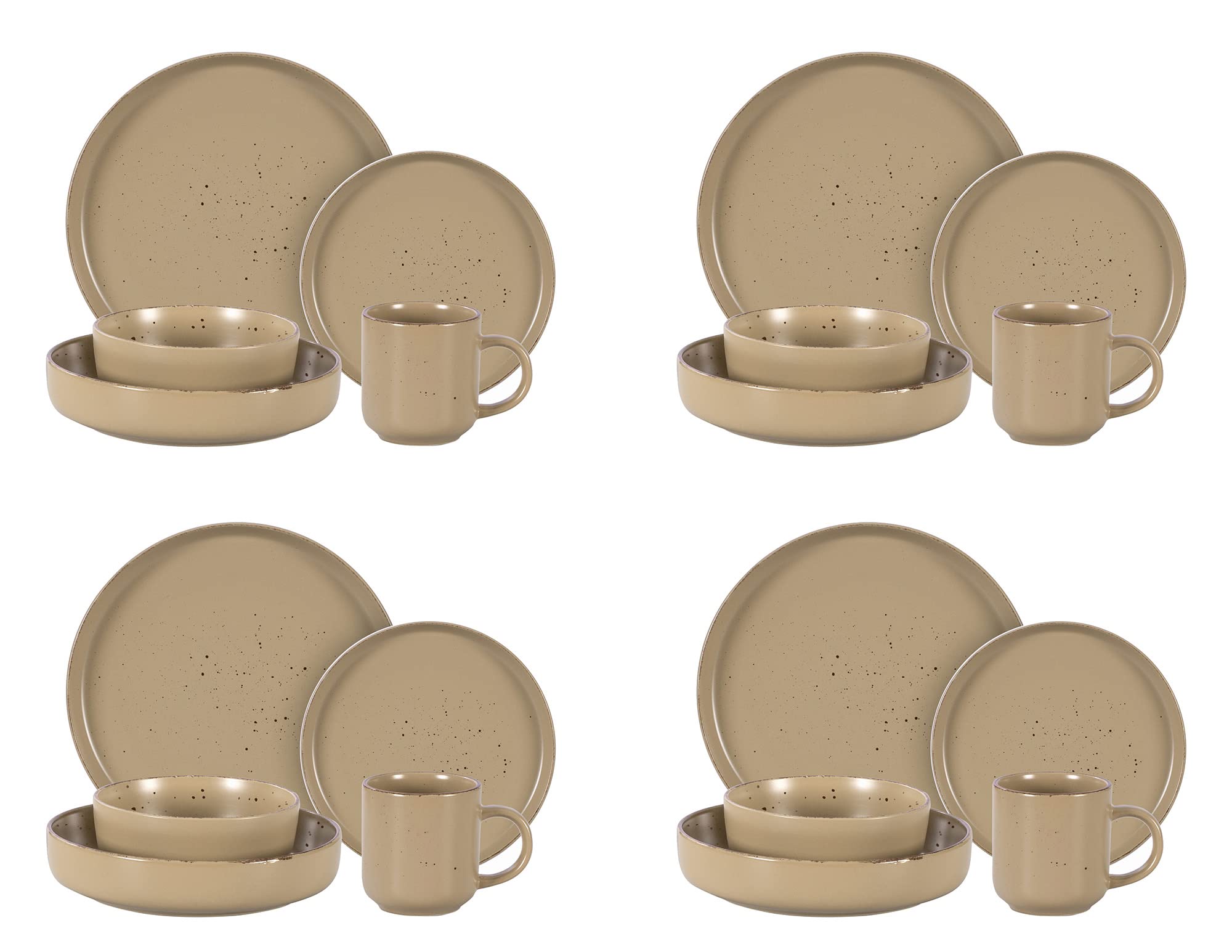 Nordic Rising-Rim Speckled Stoneware Dinnerware Set