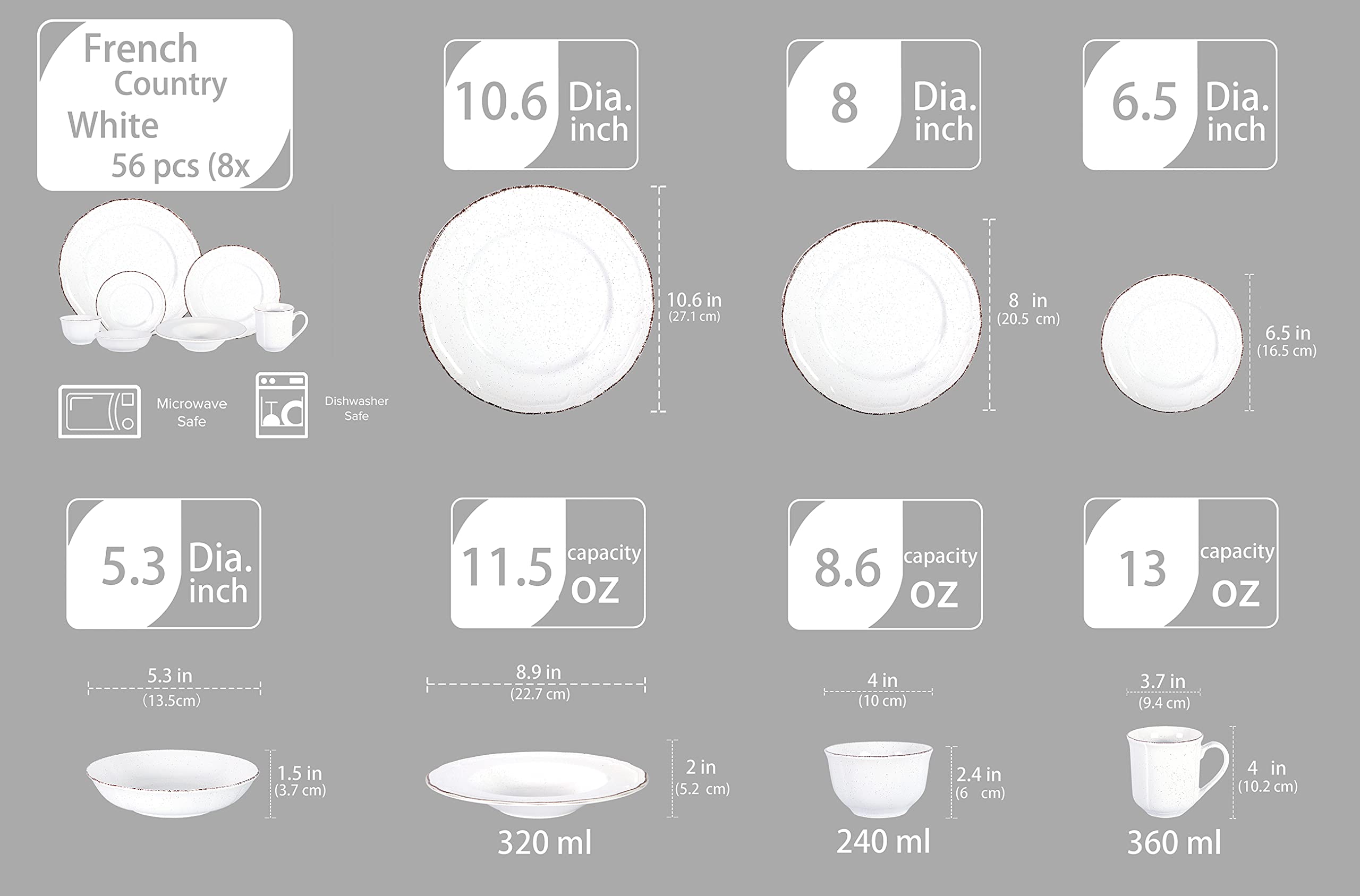 French Countryside Stoneware Dinnerware Set,HW