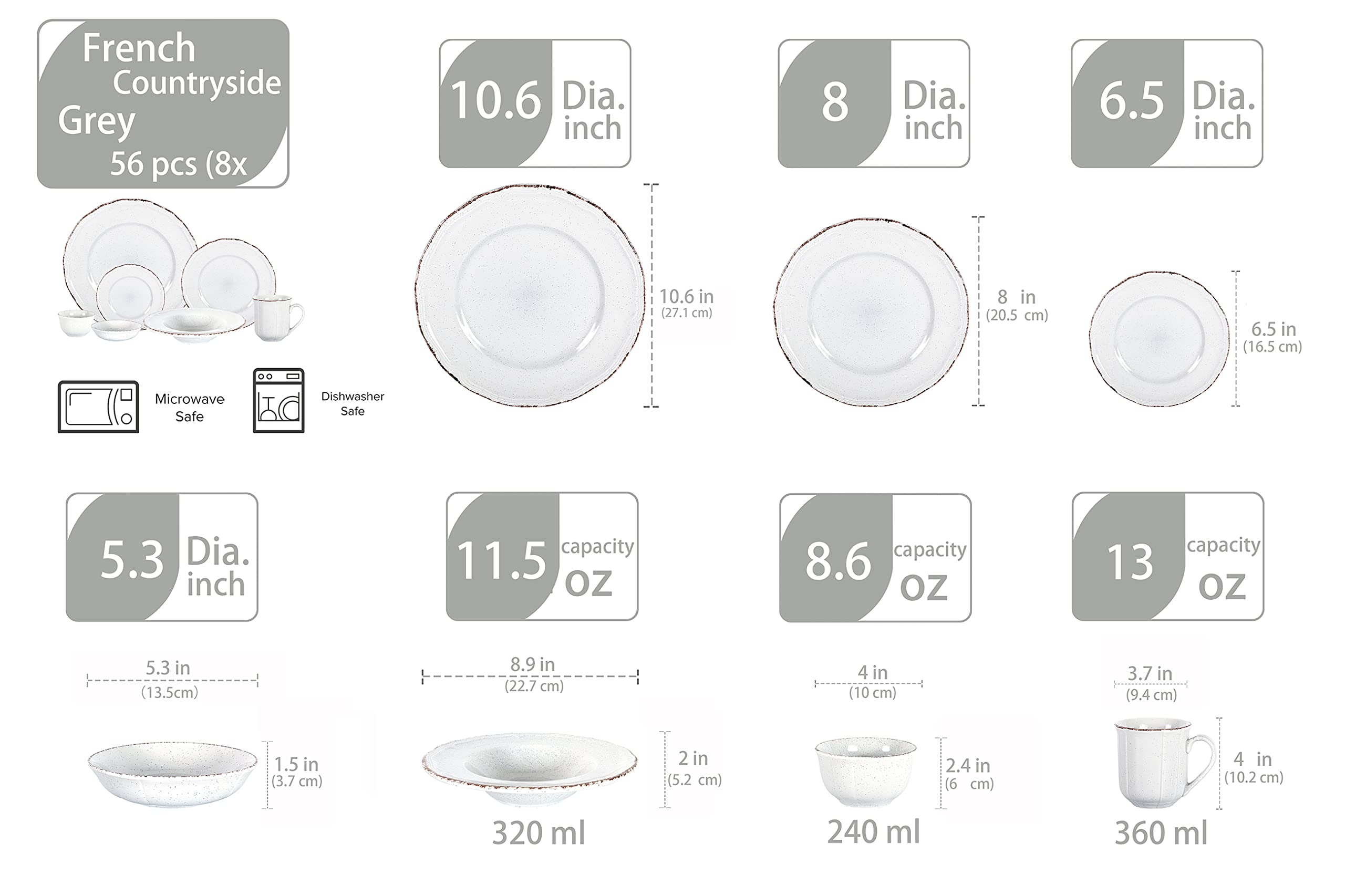 French Countryside Stoneware Dinnerware Set,HW