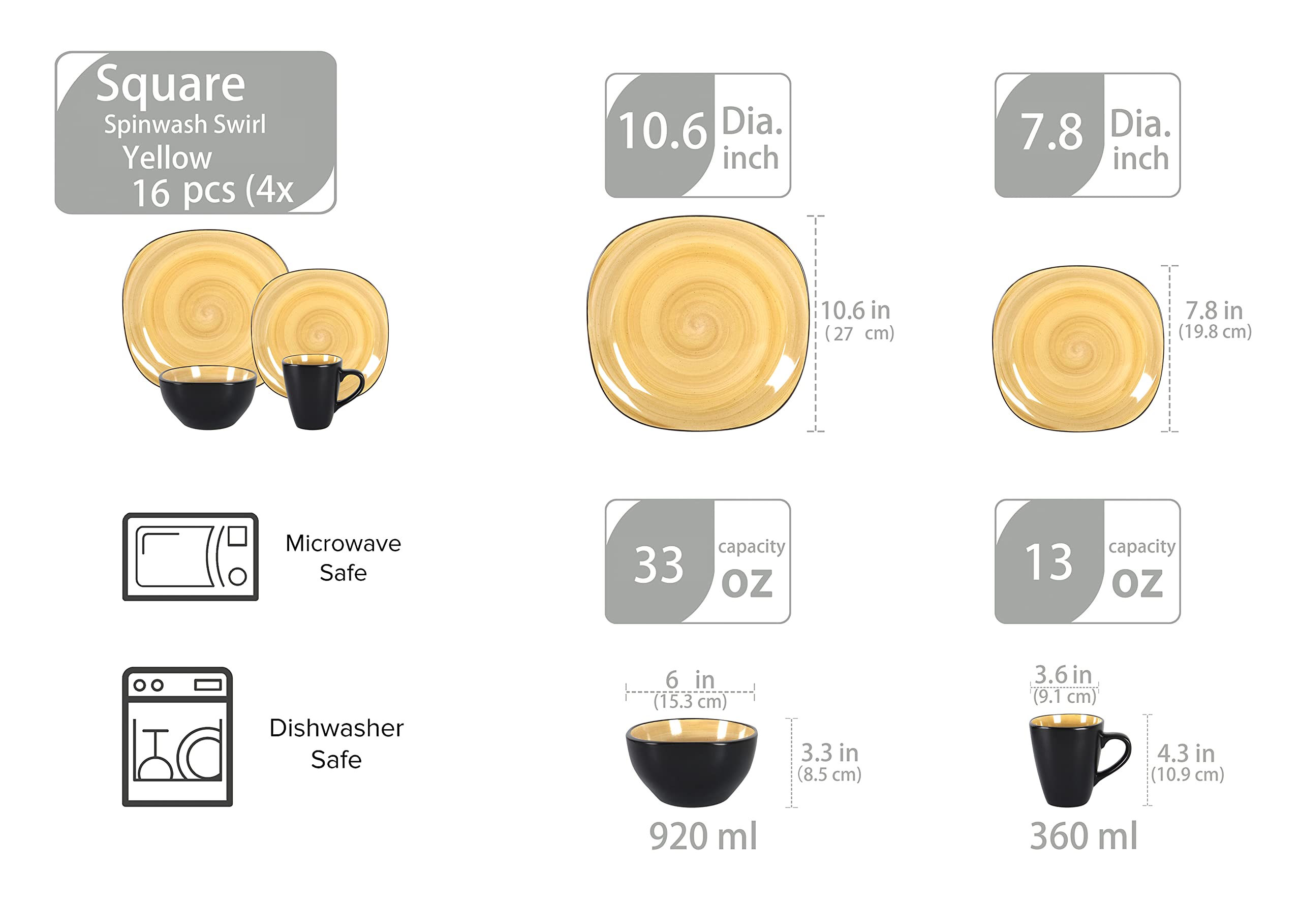Stoneware Square Dinnerware Set