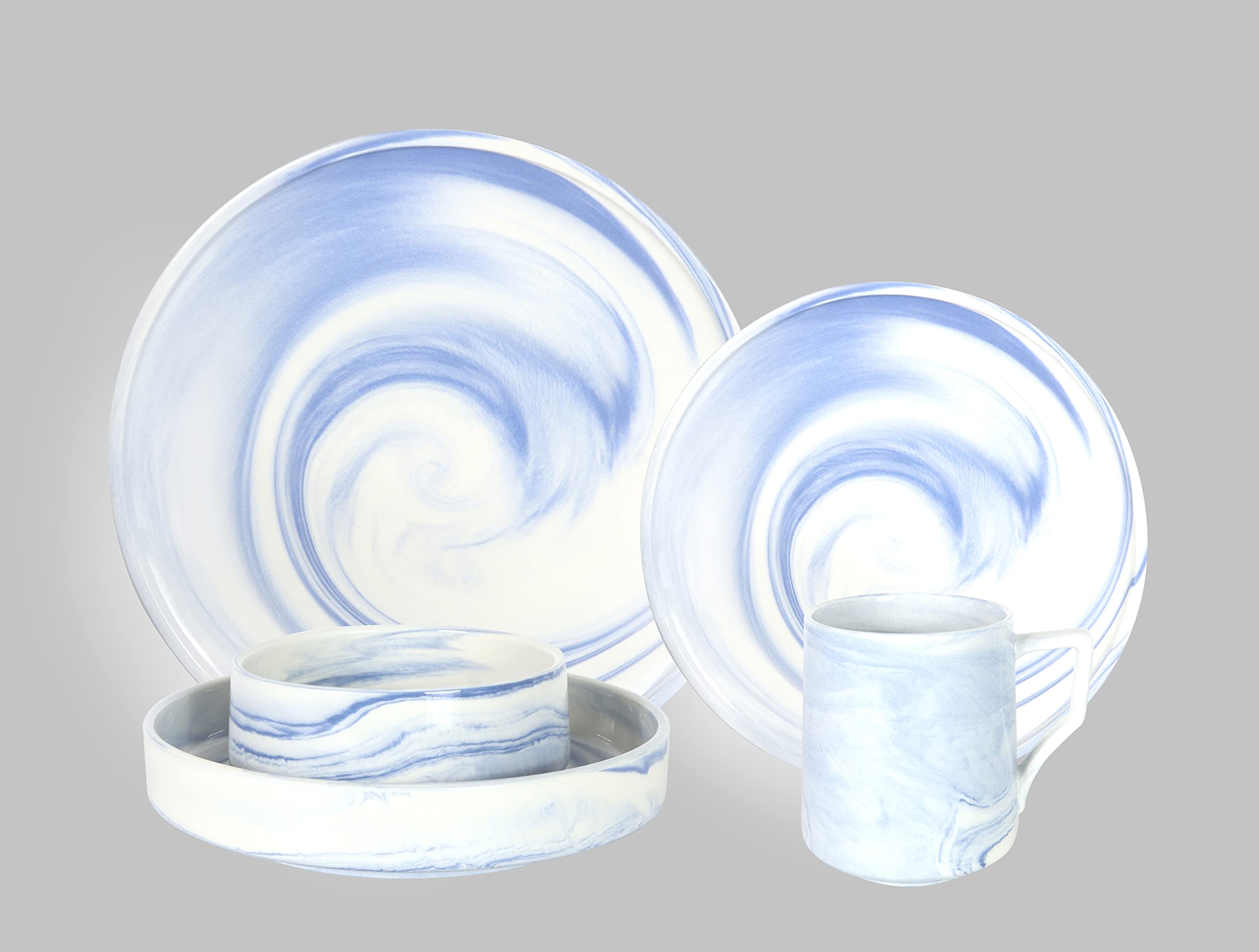 Artisan Marbled Fine China Dinnerware Set,Gold-Rim