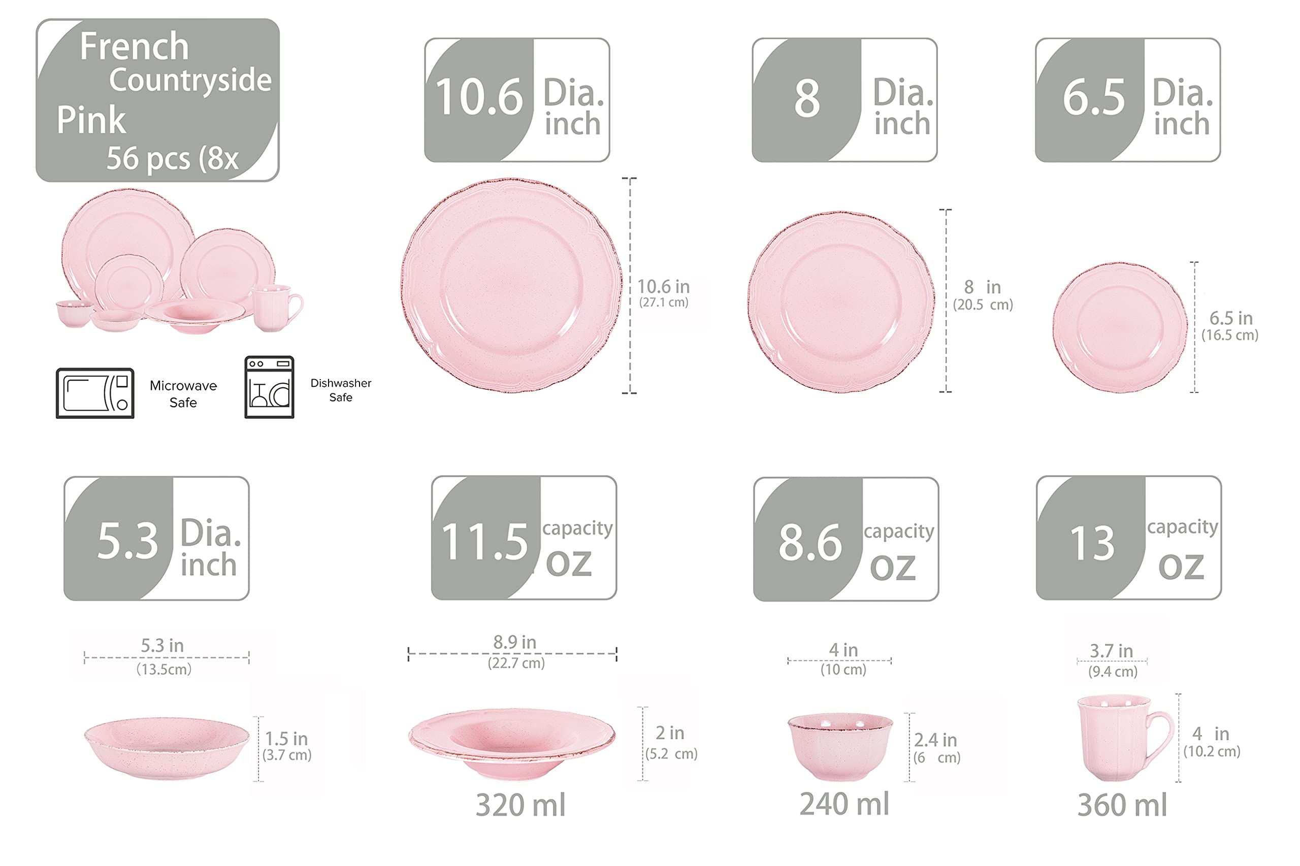 French Countryside Stoneware Dinnerware Set,HW