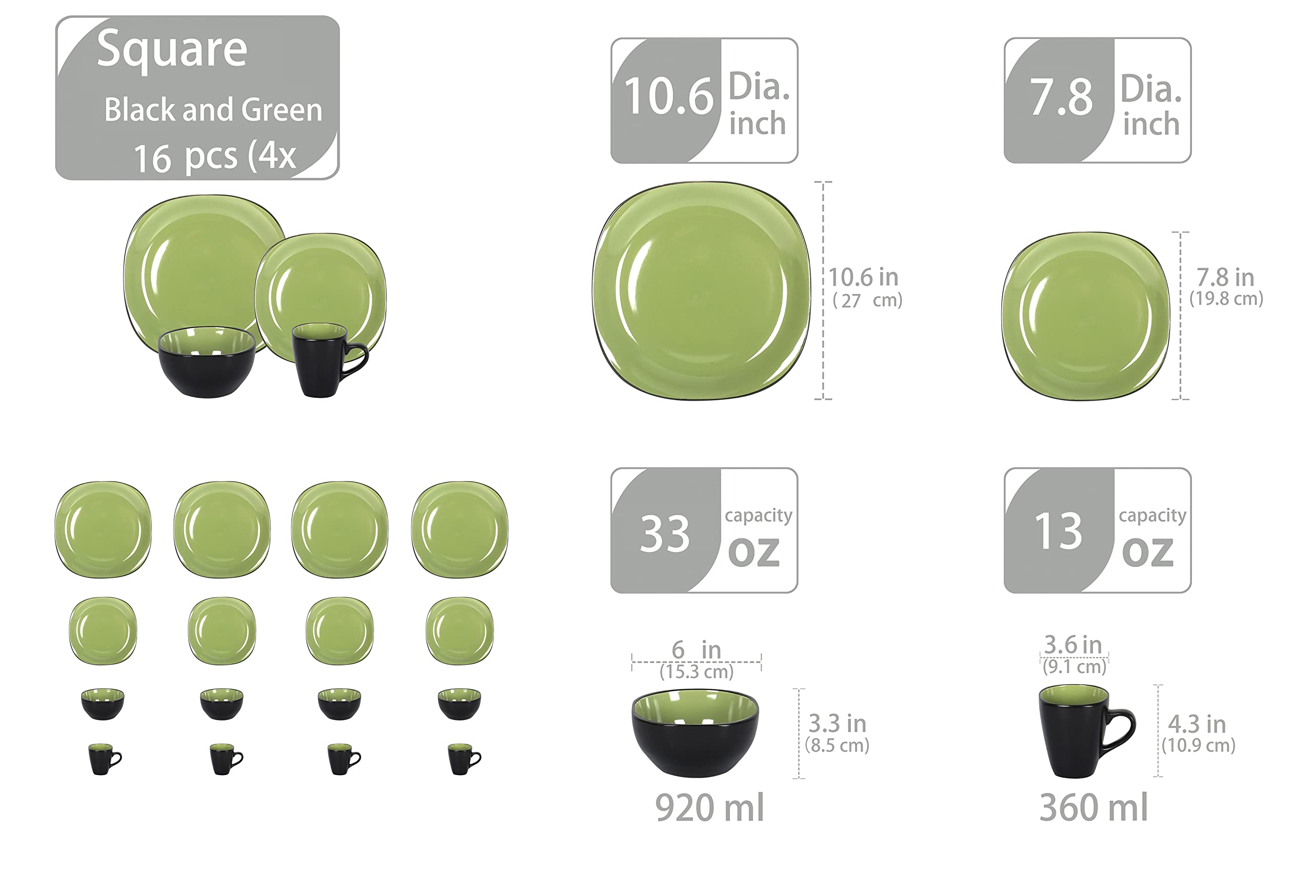 Stoneware Square Dinnerware Set,HW