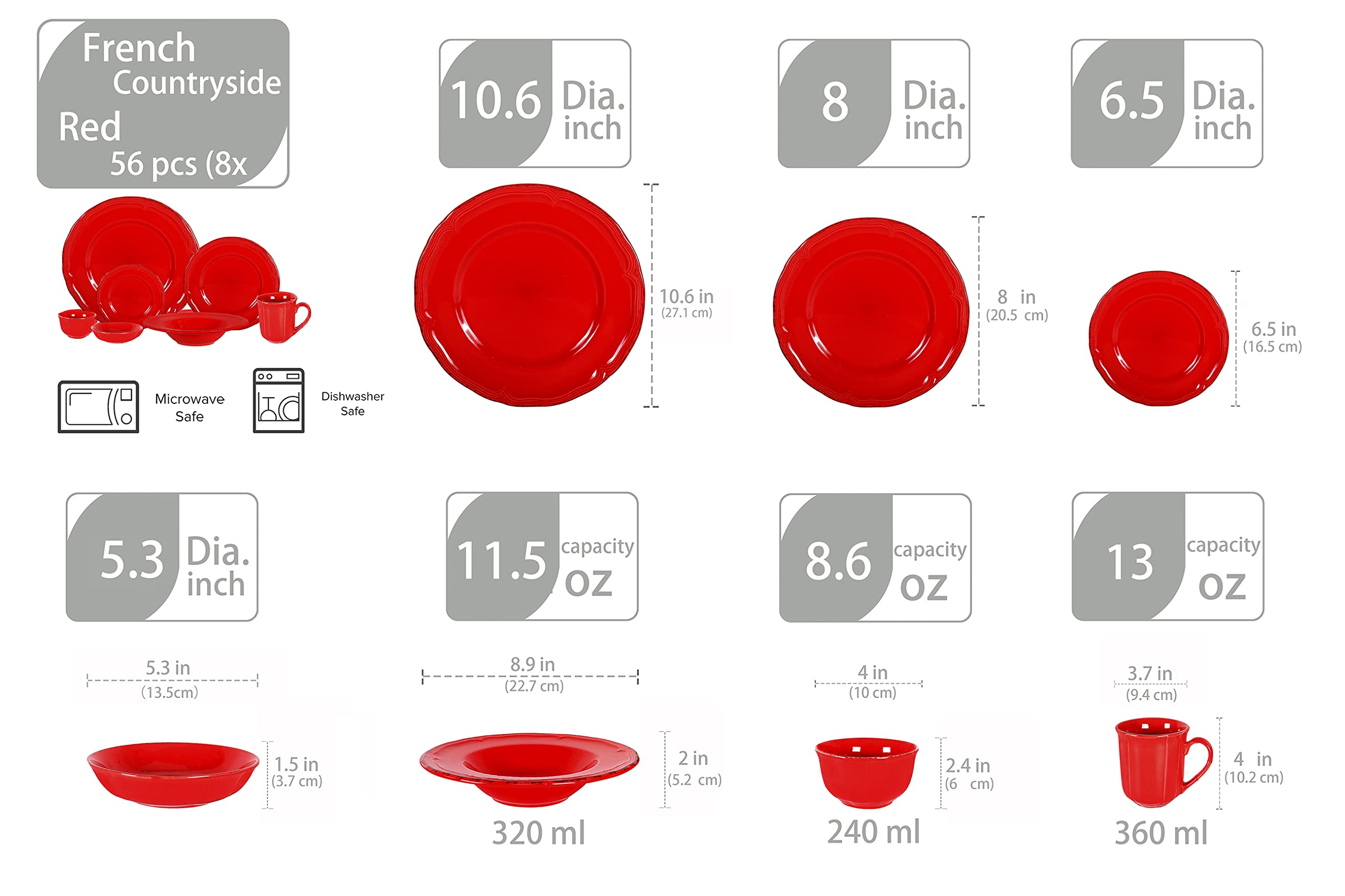 French Countryside Stoneware Dinnerware Set,HW