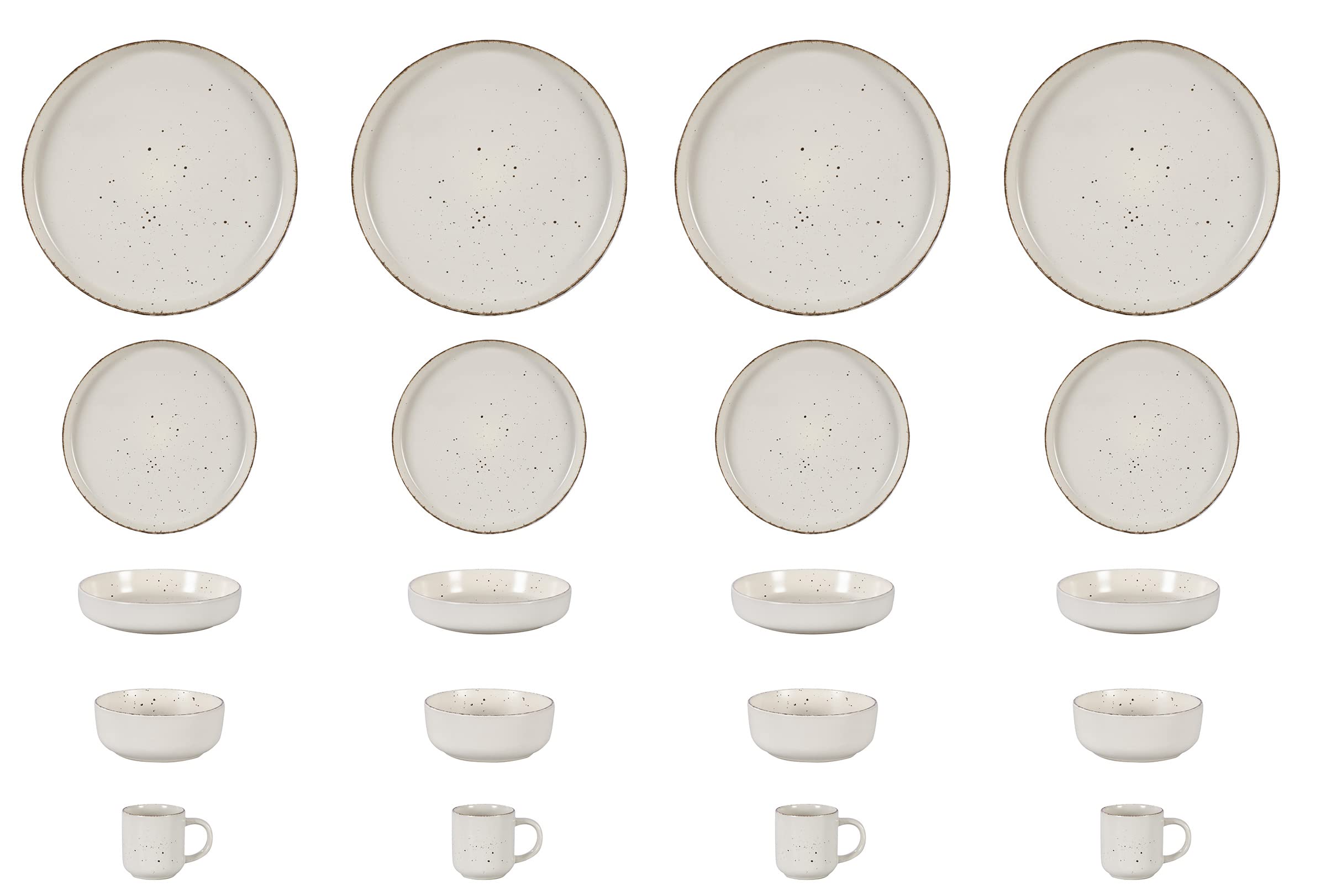 Nordic Rising-Rim Speckled Stoneware Dinnerware Set