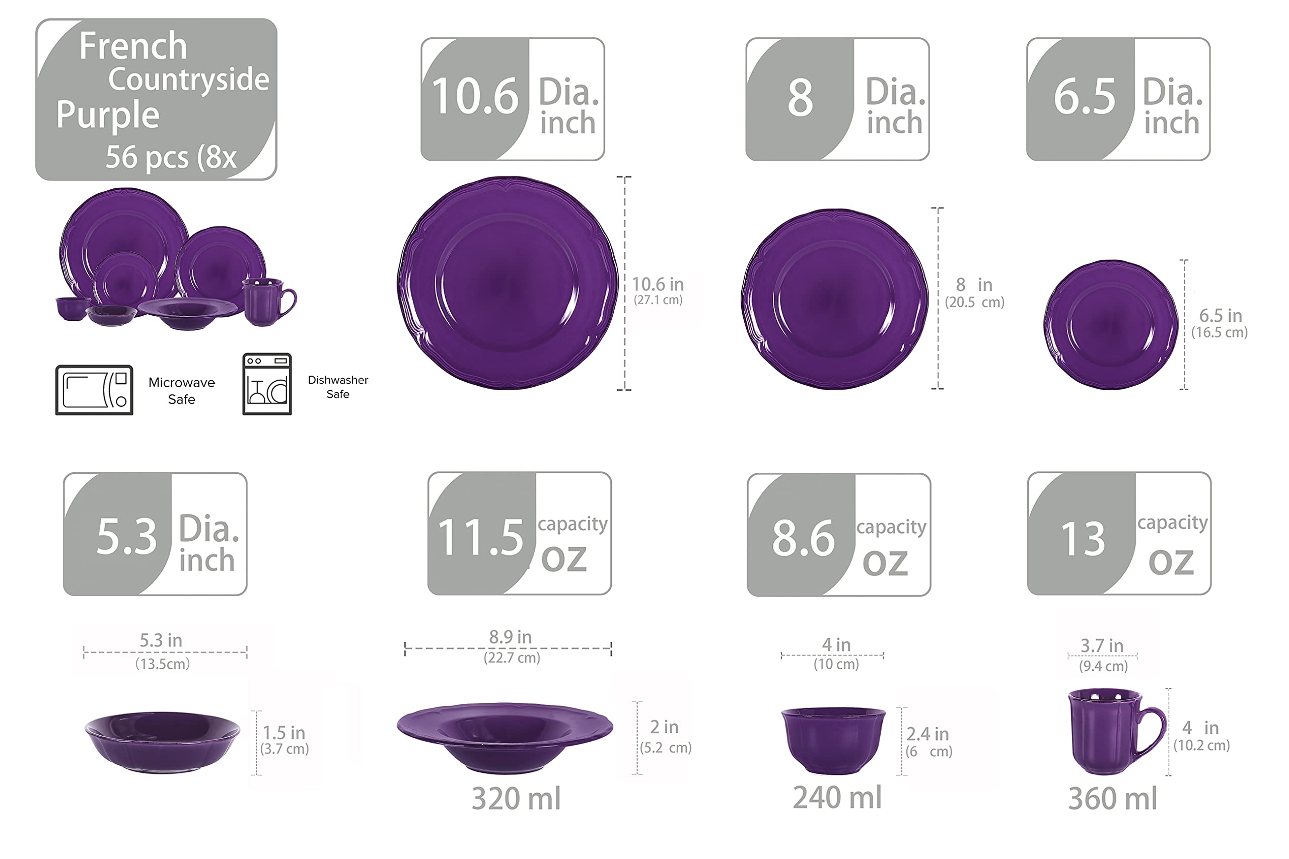 French Countryside Stoneware Dinnerware Set,HW