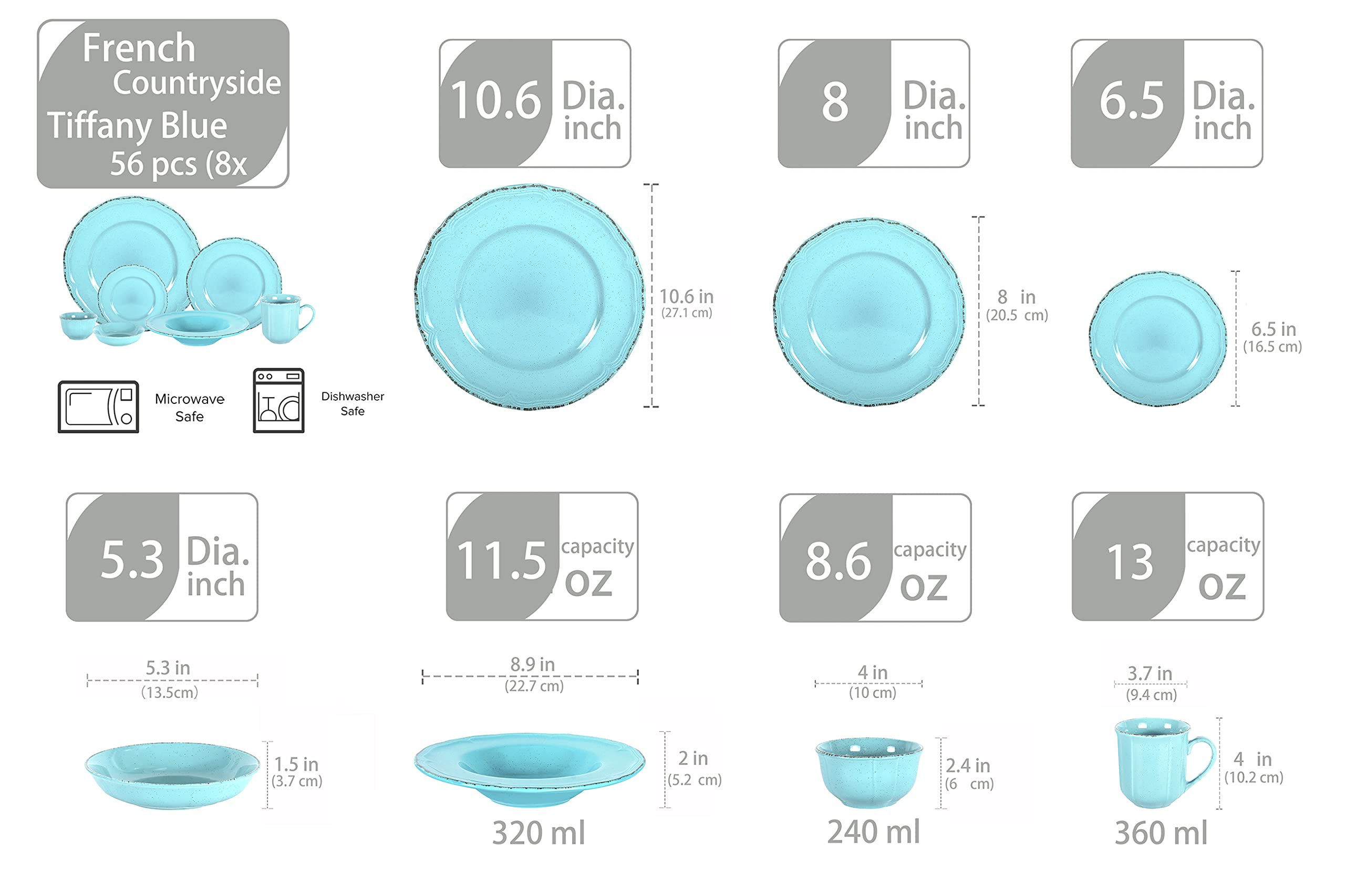 French Countryside Stoneware Dinnerware Set,HW